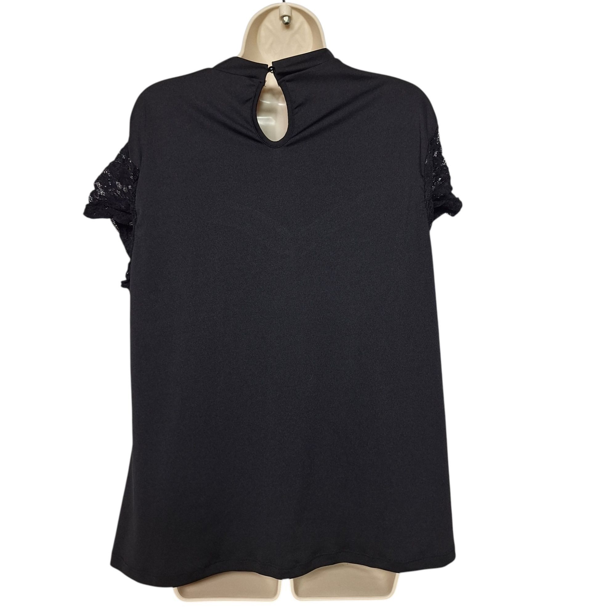 Shein SHEIN Curve Black Lace Cold Shoulder Cutout Top 4XL Goth Sex Size 4XL / US 24-26 - 3 Thumbnail