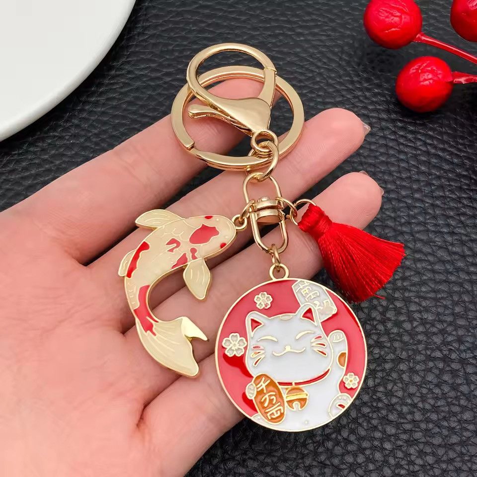 Jewelry Maneki-Neko Lucky Cat Keychain - Streetwear Accessory Size ONE SIZE - 1 Thumbnail