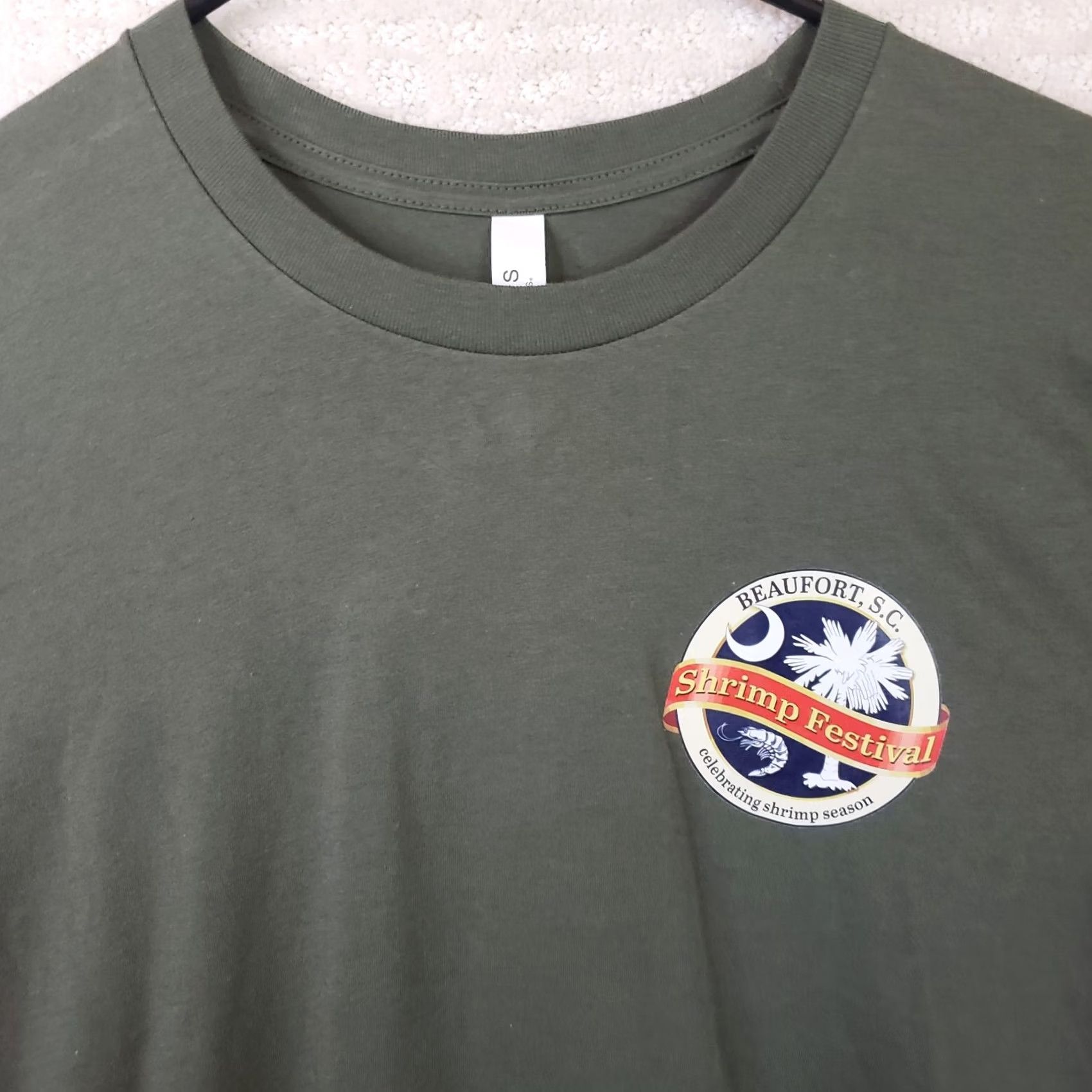 Shrimps Canvas T-Shirt Men M Green Short Sleeve Shrimp Graphics Beaufort Shrimp Festival New! Size US M / EU 48-50 / 2 - 3 Thumbnail