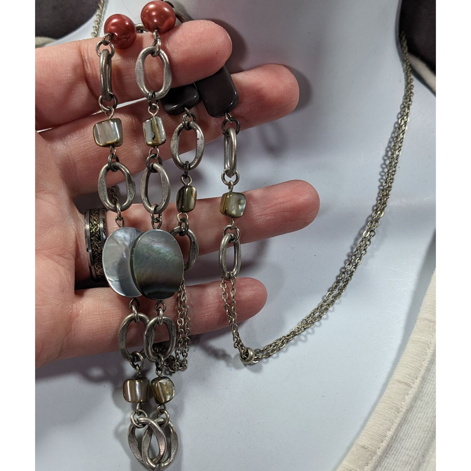Other Boho Chic Shell And Pearl Accented Long Chain Link Necklace Size ONE SIZE - 3 Thumbnail
