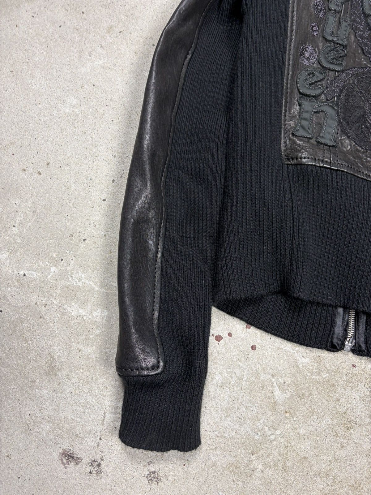 John Galliano John Galliano 2000s Black Embroidery Leather Bomber Jacket Size M / US 6-8 / IT 42-44 - 6 Thumbnail