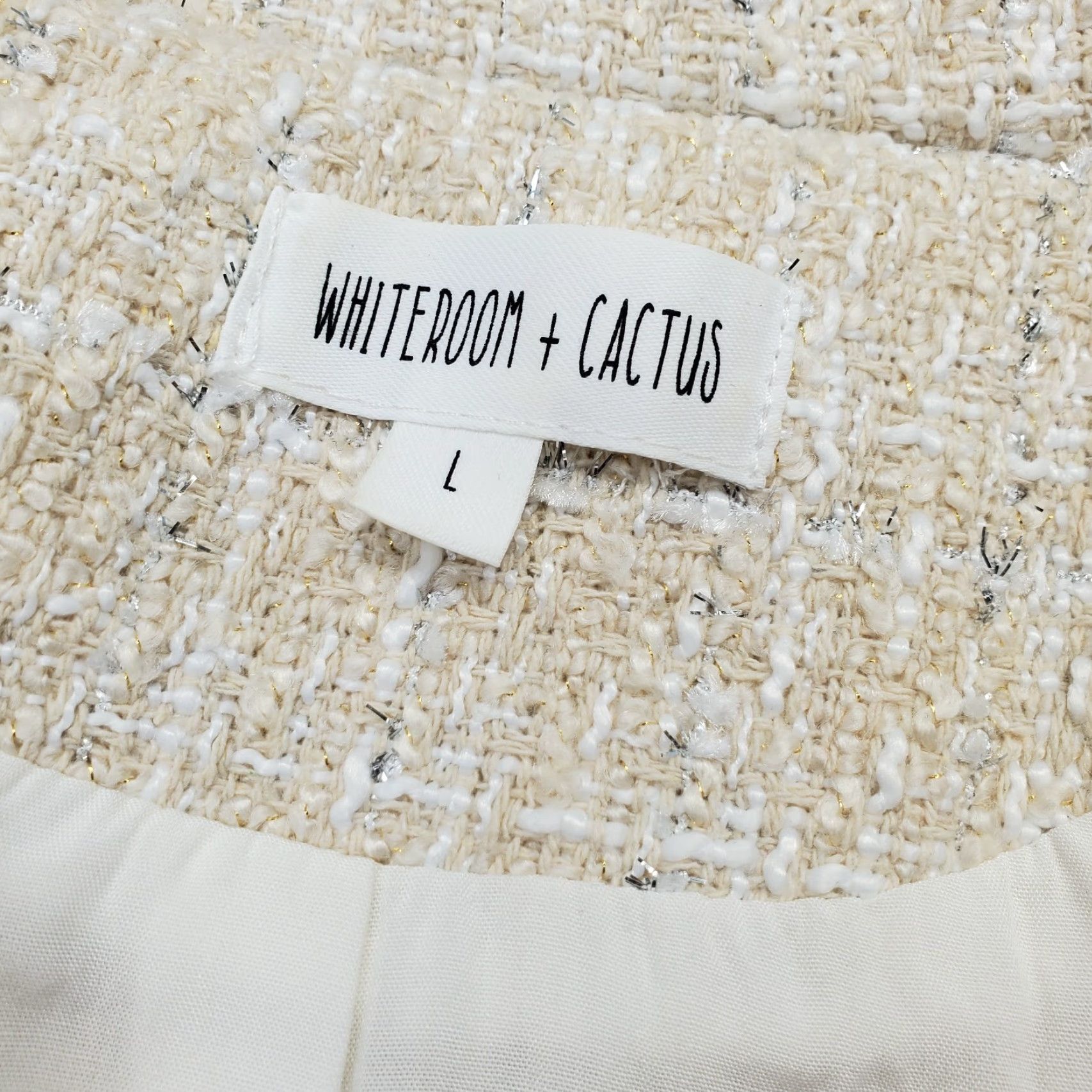 Vintage Whiteroom + Cactus Blazer Womens Size L Tan Lined Peak Lapel Cropped Tweed Jacket EUC Size L / US 10 / IT 46 - 6 Thumbnail