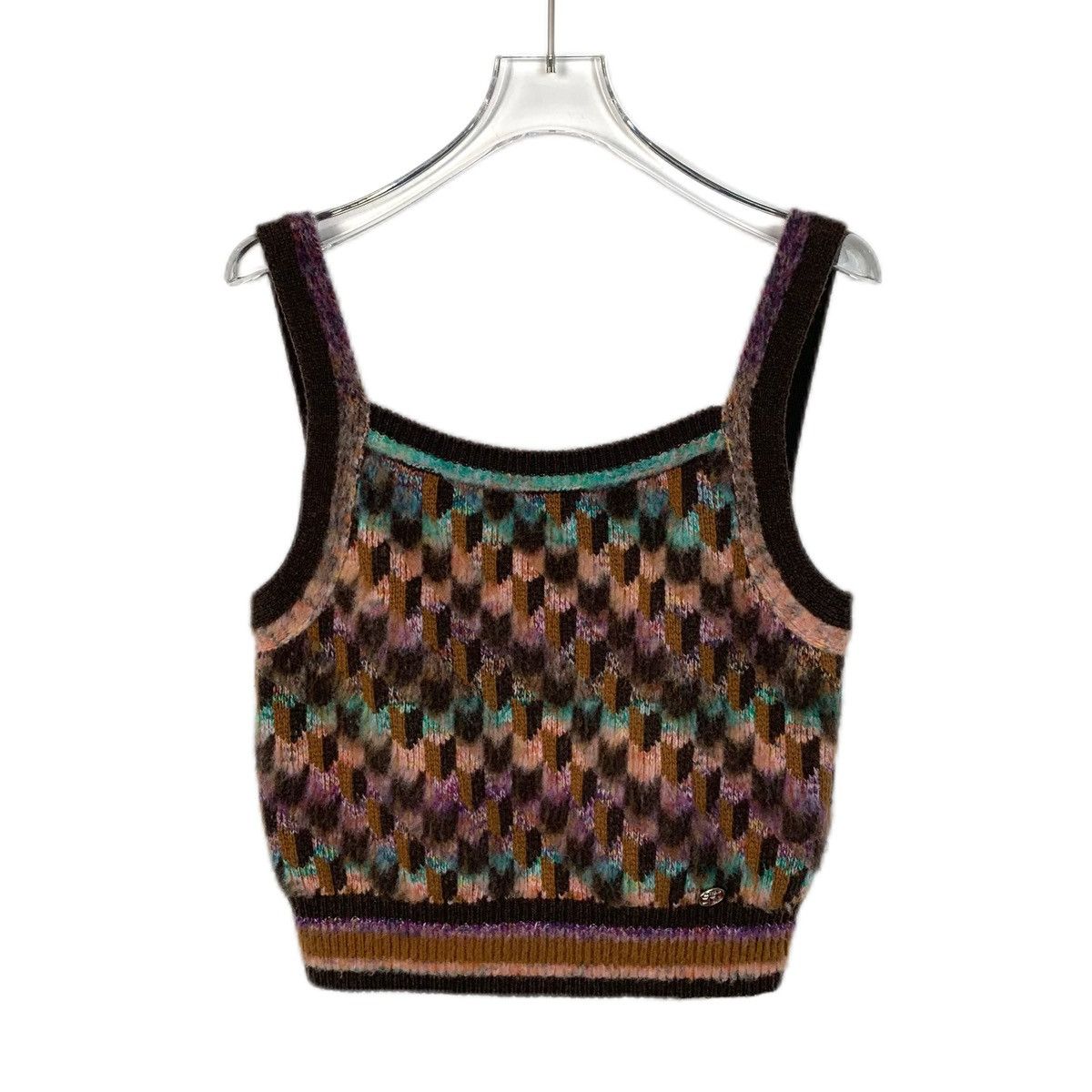 Chanel Chanel Color-block Houndstooth Cashmere Camisole Vest K26WX Size S / US 4 / IT 40 - 1 Thumbnail