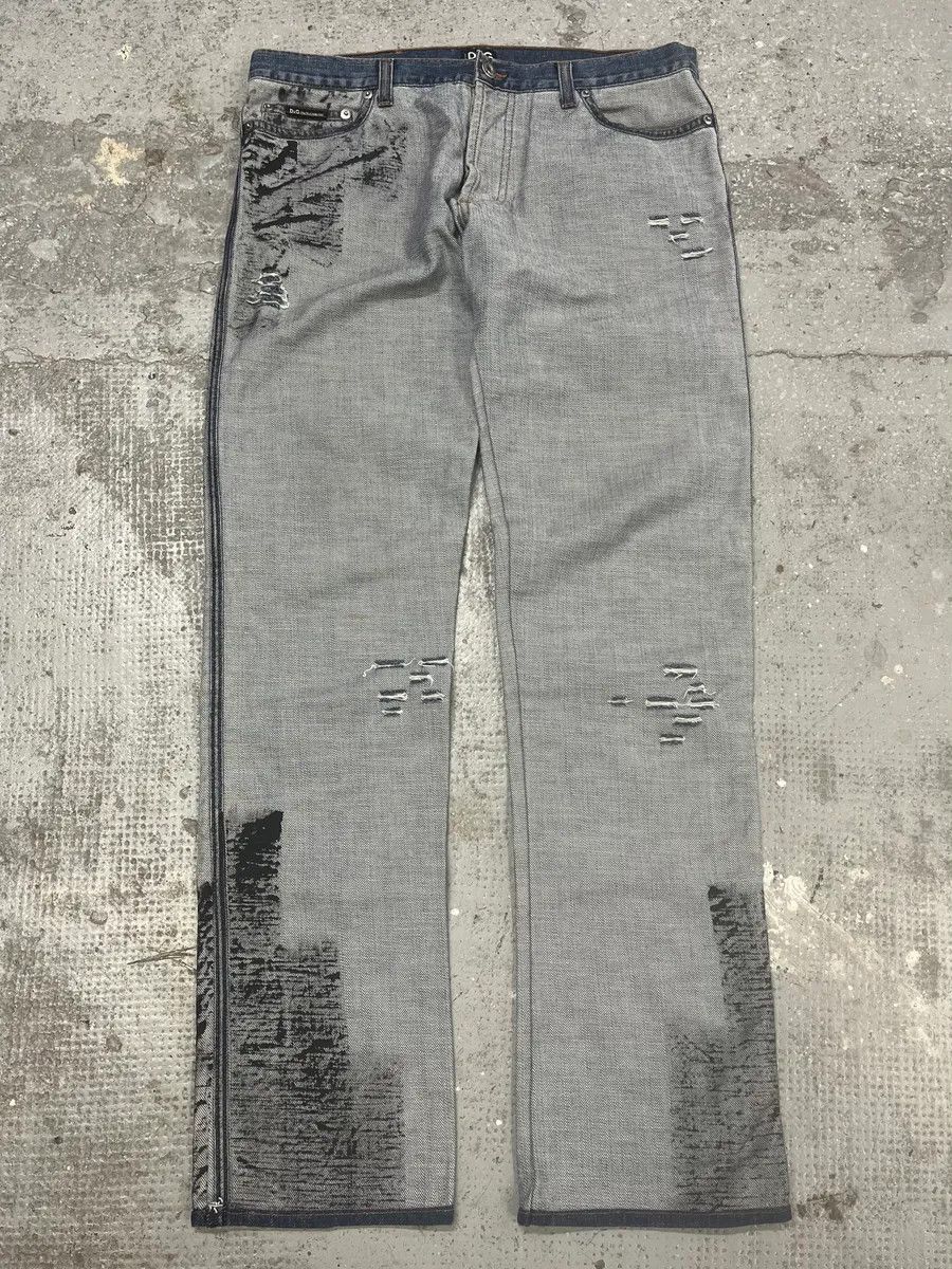 Dolce & Gabbana SS2002 Dolce & Gabbana Reversed Painted Effect Denim Jeans Size US 32 / EU 48 - 3 Thumbnail