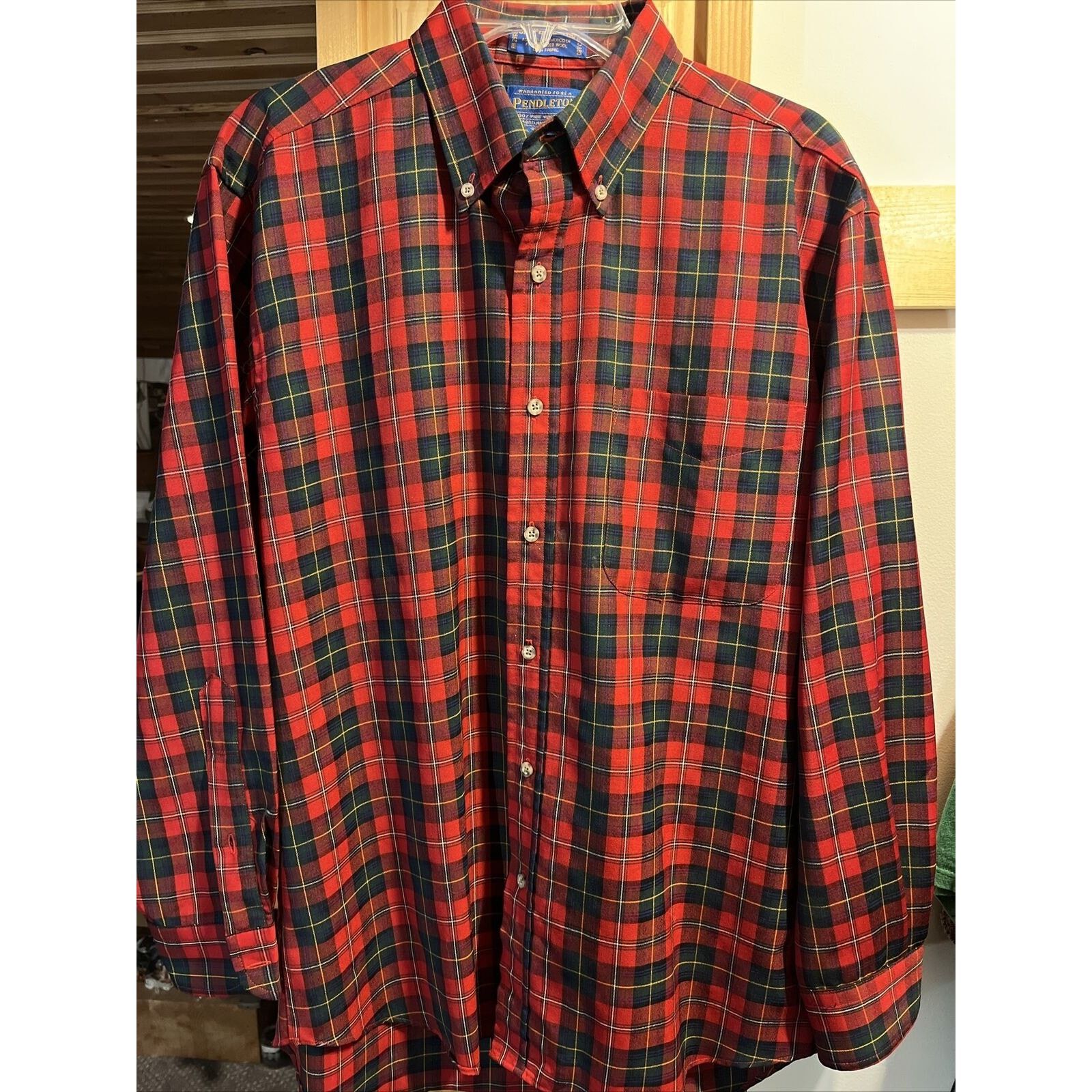 Pendleton Pendleton Men’s M Red Plaid Long Sleeve Button Up Wool Shirt Size US M / EU 48-50 / 2 - 2 Thumbnail