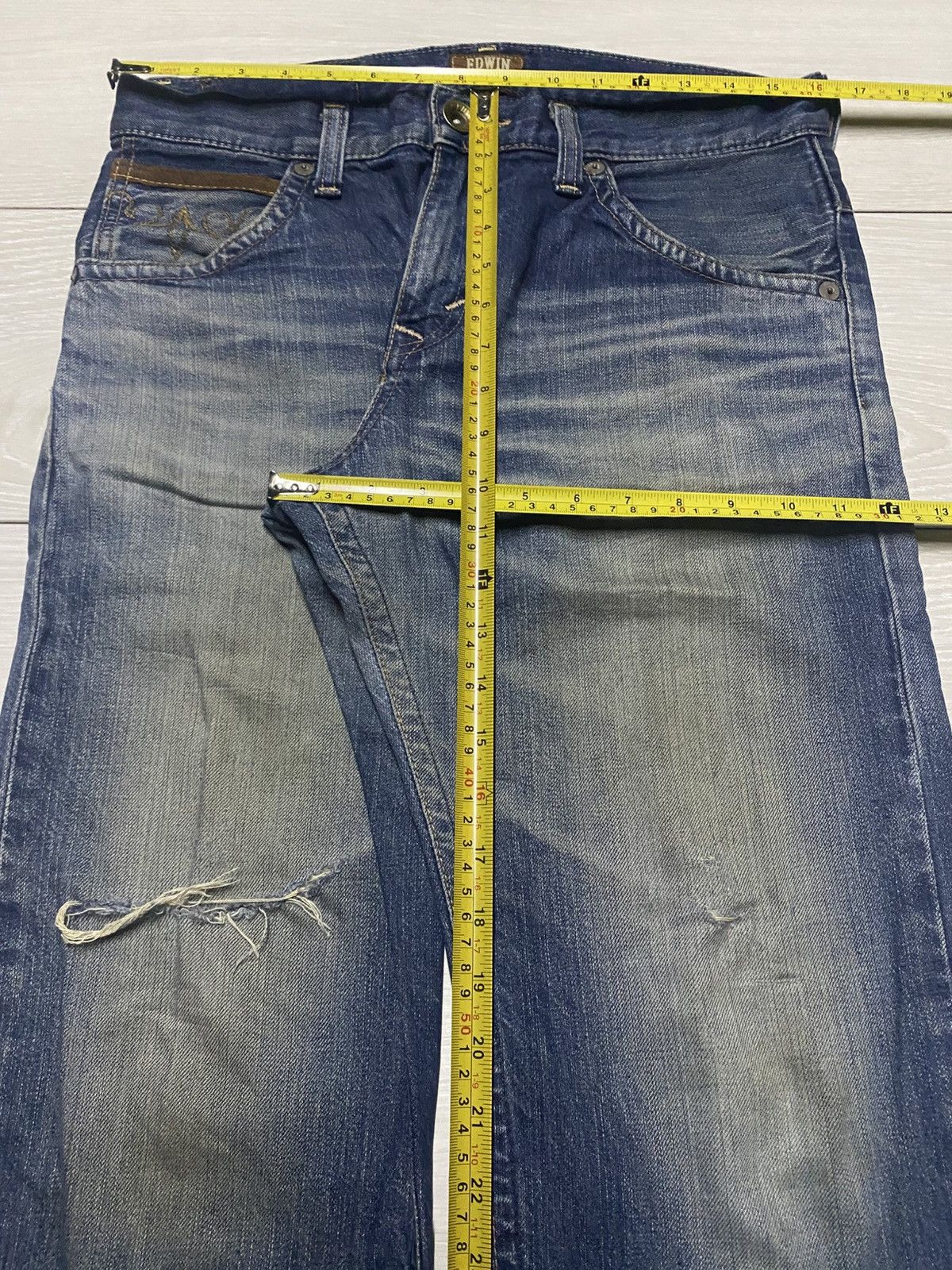 Junya Watanabe Edwin Exclusive Vintage Mud Wash Distressed Loose Jeans Size US 32 / EU 48 - 16 Thumbnail