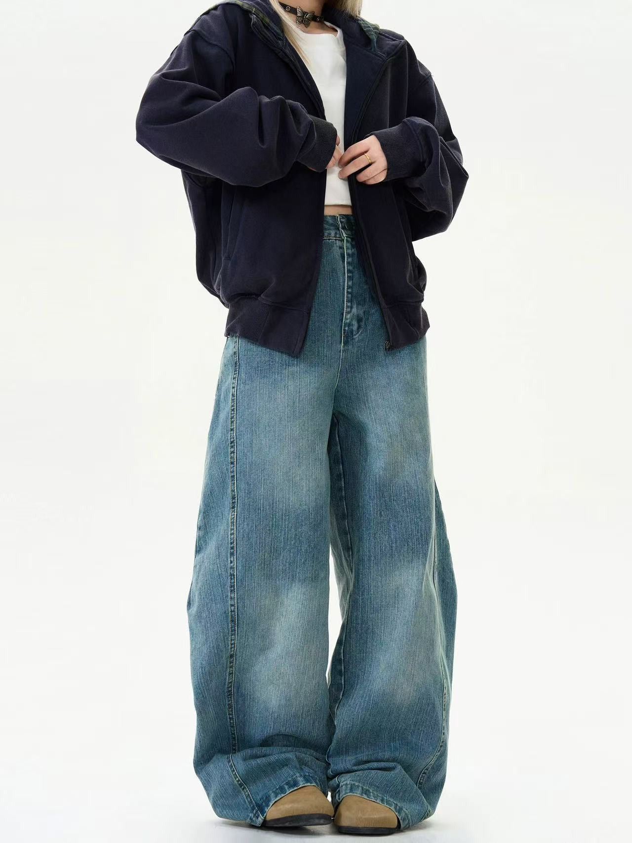 Vintage Retro men's loose cleanfie wide-leg casual scimitar jeans Size US 32 / EU 48 - 4 Thumbnail
