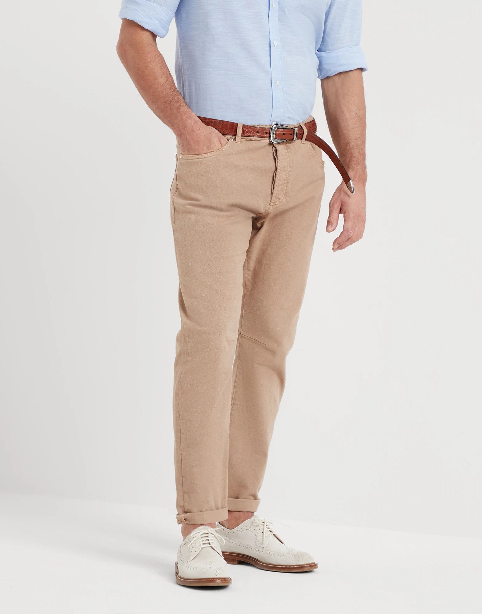 Dyed Denim Pants in Medium Brown