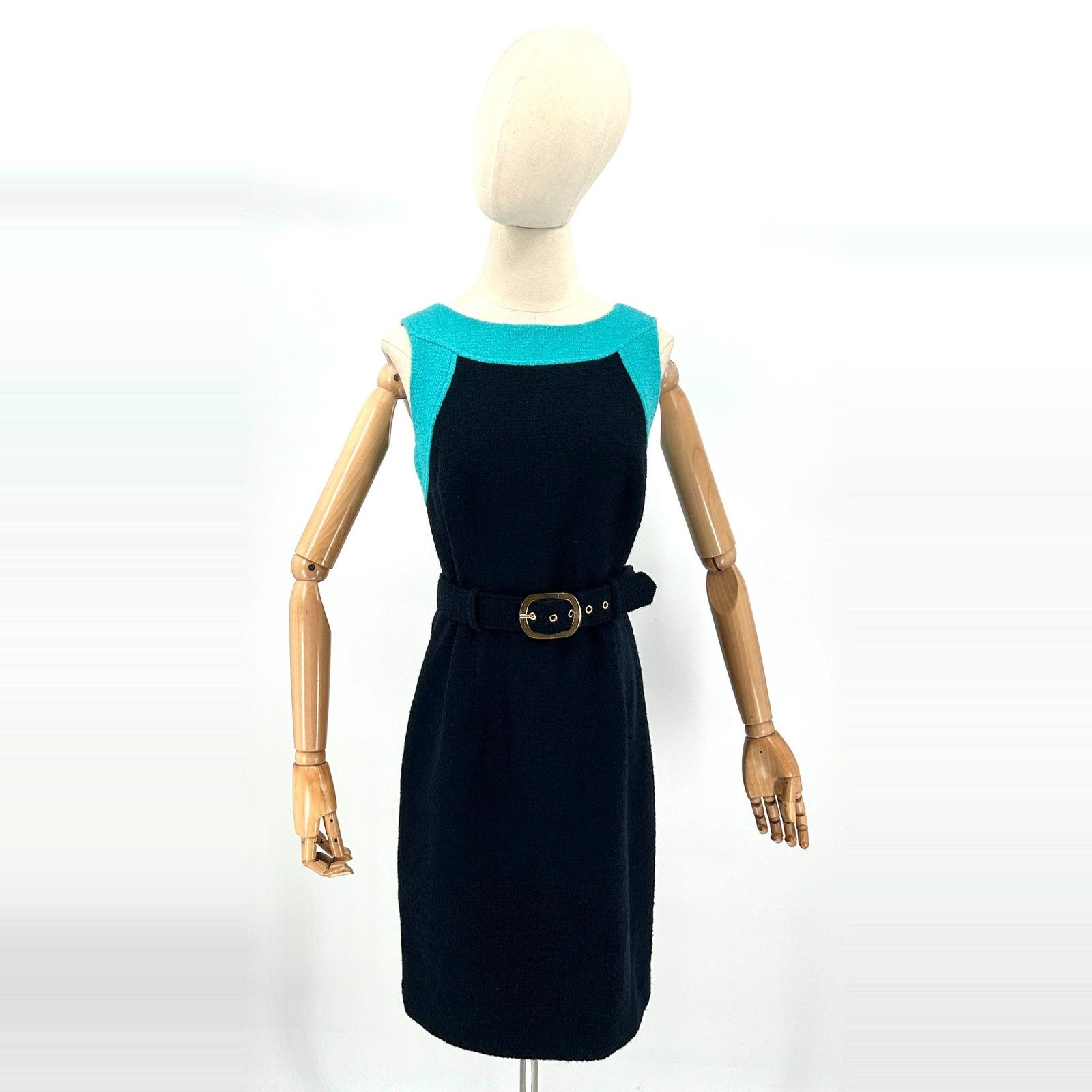 MILLY Teal Navy Colorblock Satin Lined Pencil Dress Size M / US 6-8 / IT 42-44 - 1 Thumbnail