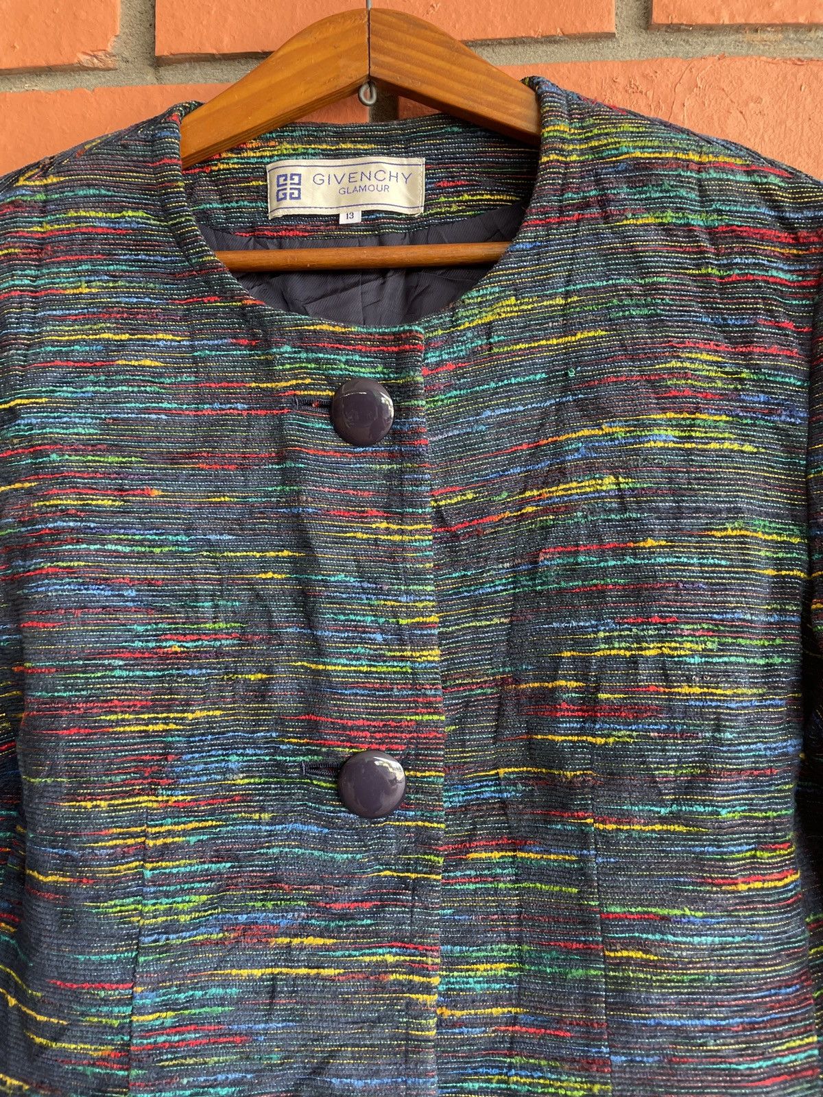 Designer × Givenchy 90’s Givenchy Glamour Rainbow Tweed Cropped Jacket Colorful Size M / US 6-8 / IT 42-44 - 3 Thumbnail