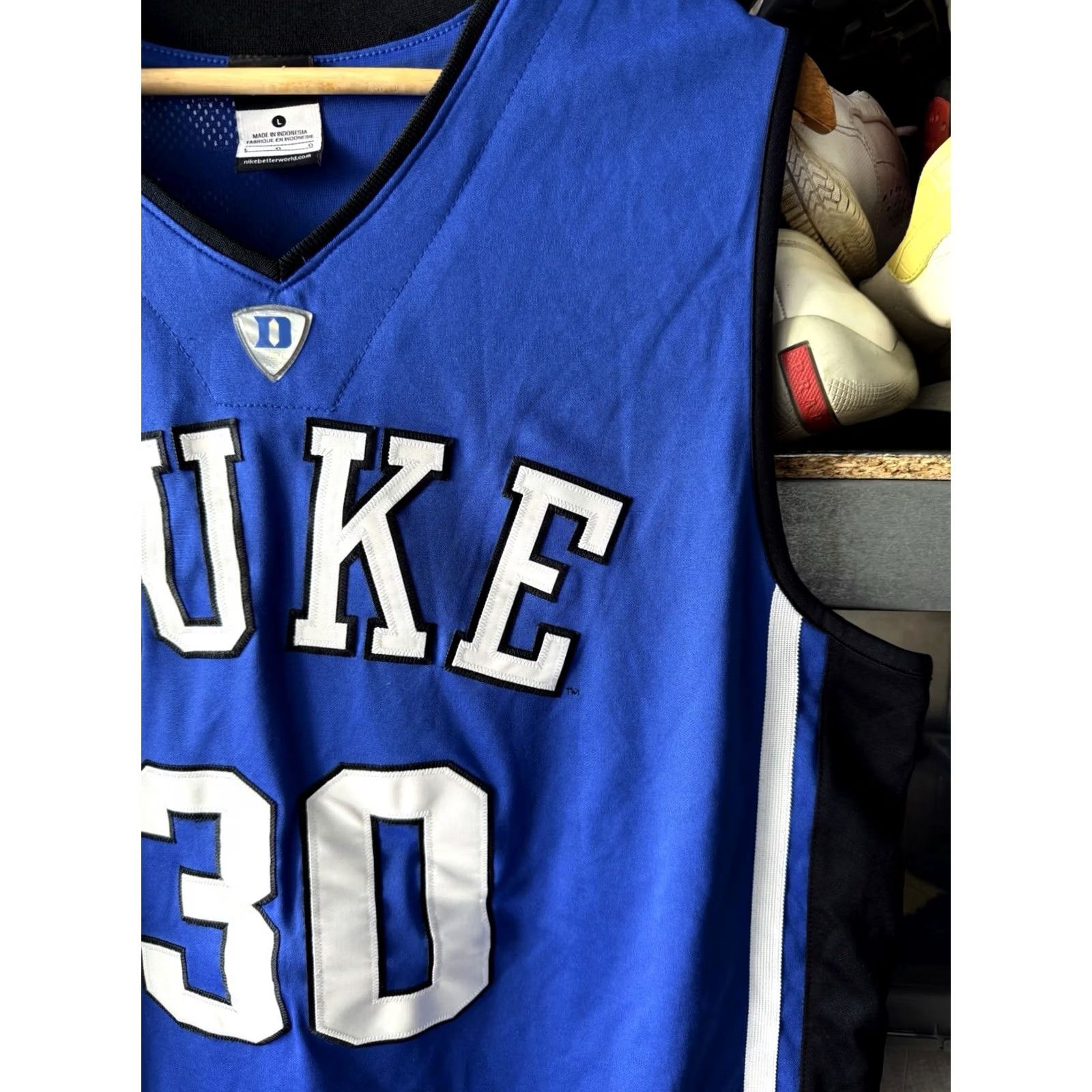 Nike NIKE ELITE Duke Blue Devils BASKETBALL JERSEY #30 MENS LARGE Blue DEVILS 90s Nike Basketball Jersey Shirt Sports USA Fans Size US L / EU 52-54 / 3 - 4 Thumbnail