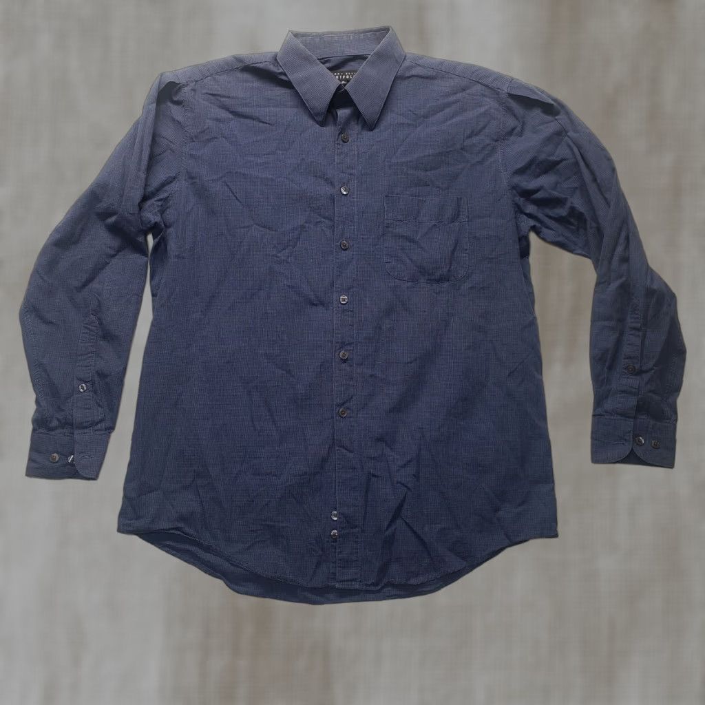 Perry Ellis Perry Ellis Blue Long Sleeve Button Up Shirt Adult Men Size 16 Color Blue 100% Cotton Button-Up Shirt Mens Regular Long Sleeve Check Size US L / EU 52-54 / 3 - 1 Thumbnail