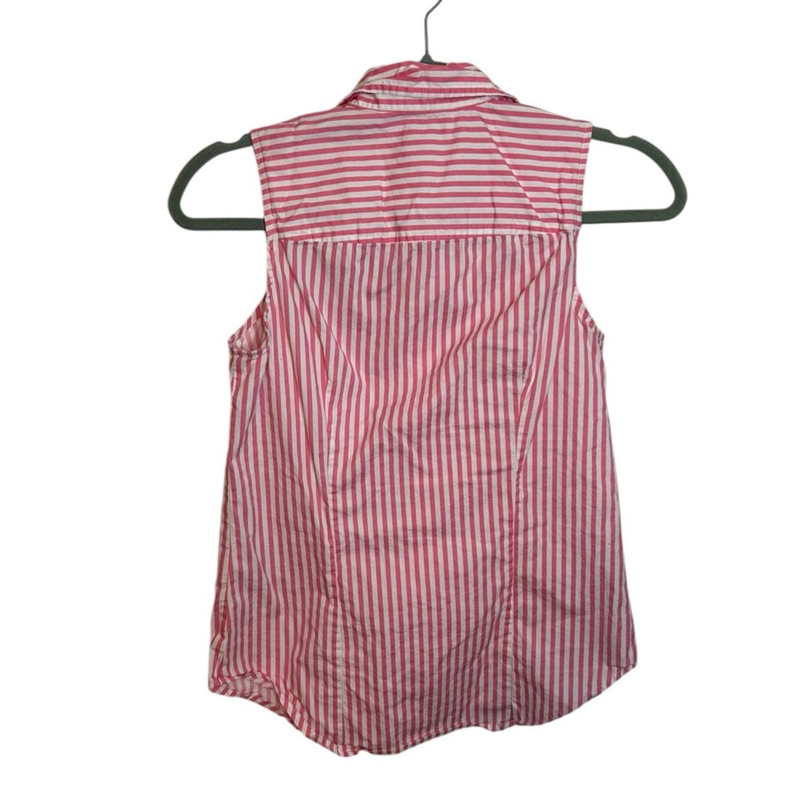 J.Crew J.Crew Hot Pink Striped Sleeveless Button Front Top Size XXS / US 00 / IT 34 - 2 Thumbnail