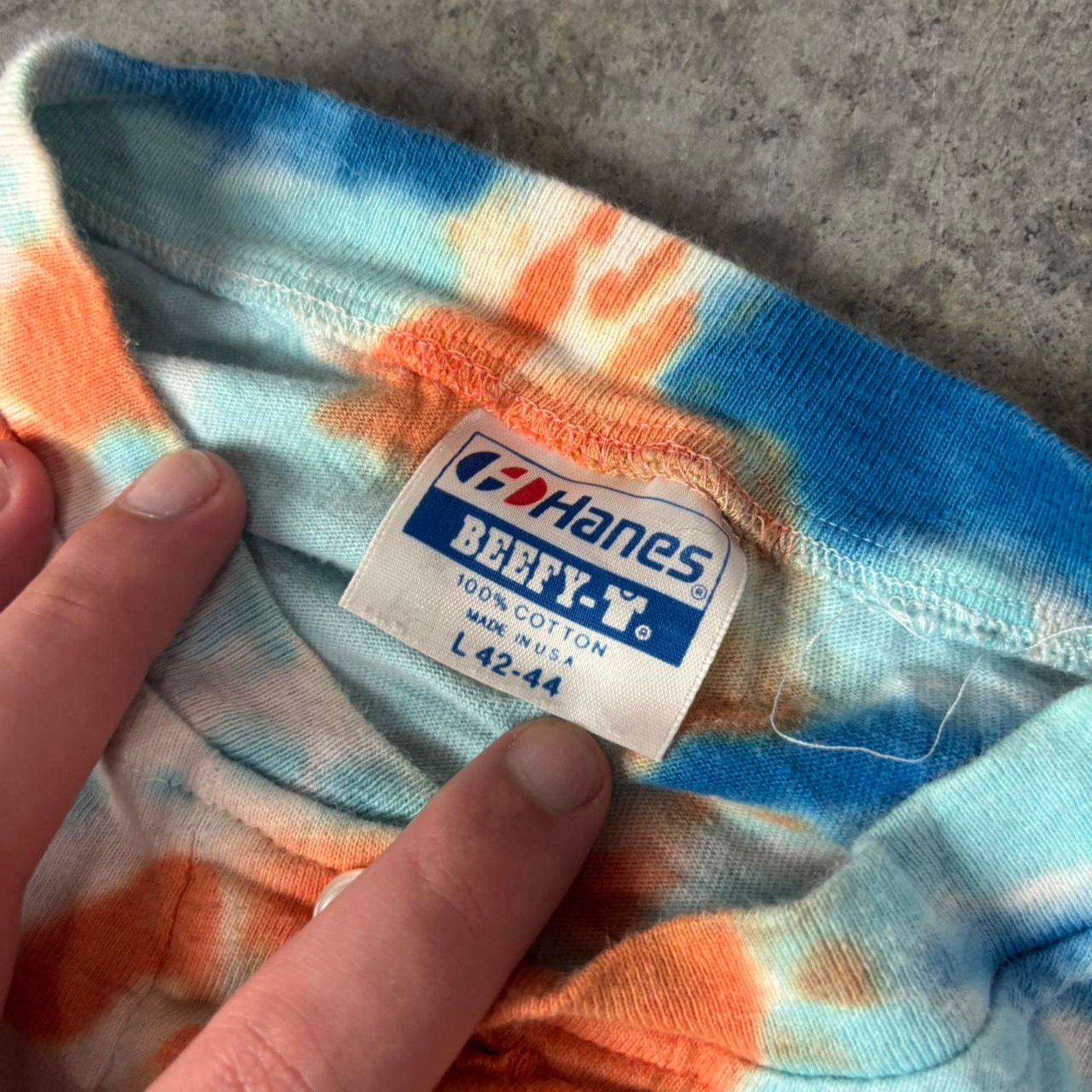 Hanes × Japanese Brand × Vintage Vintage 90s Single Stitch Tie Dye Henley T-shirt Size US L / EU 52-54 / 3 - 3 Thumbnail