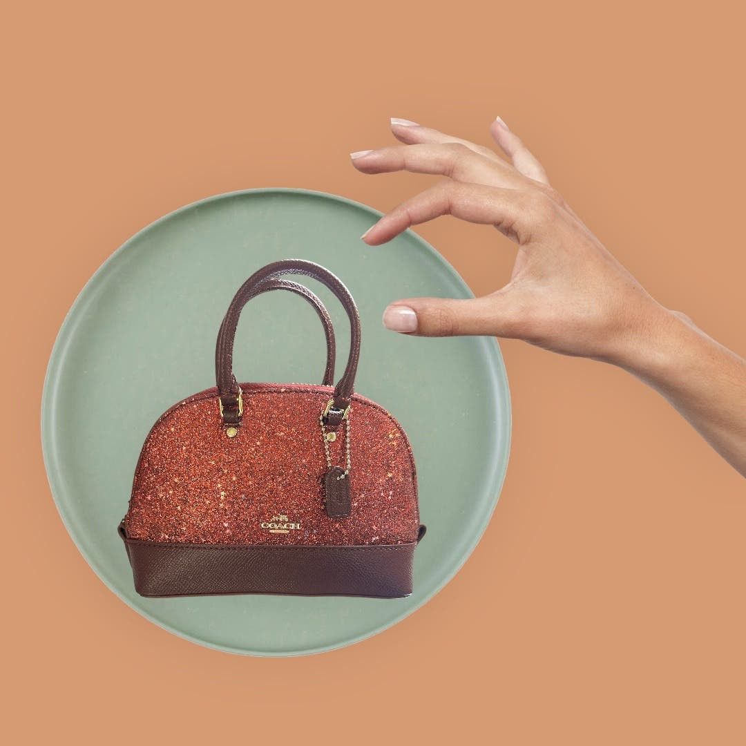 image of Coach Micro Mini Sierra Satchel With Star Glitter in Red, Women's