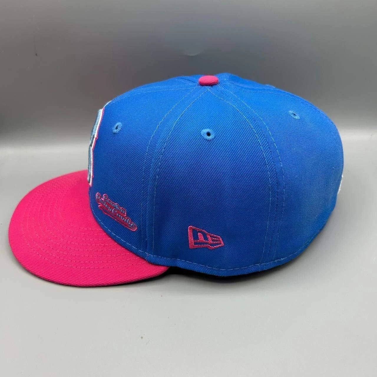 New Era Brooklyn Dodgers Hat Men 7 5/8 Blue Pink MLB Fitted Cap Size ONE SIZE - 8 Thumbnail