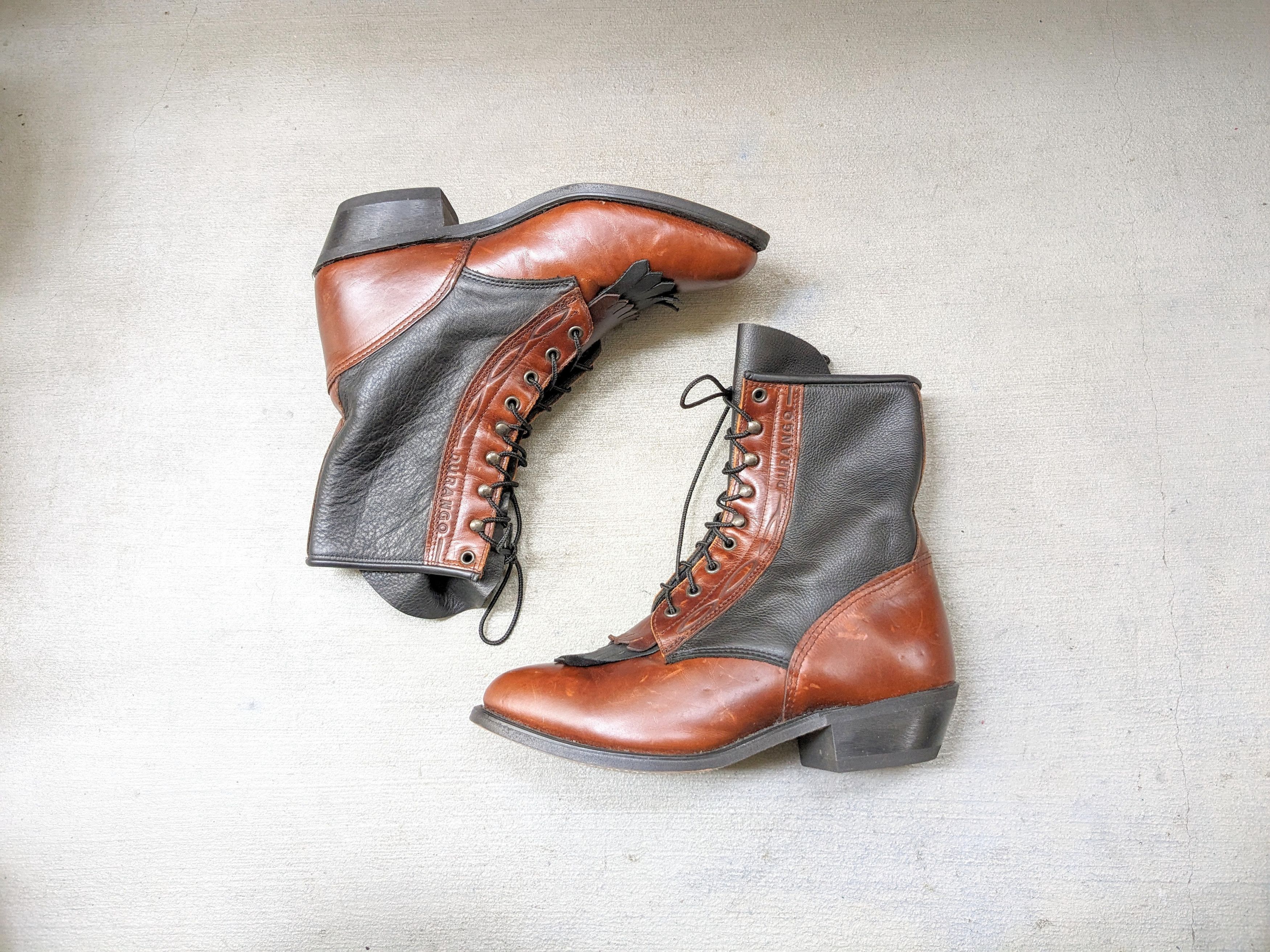 Durango Durango Cowboy Boots 9 EE Wide Brown Leather Combat Western Size US 9 / EU 42 - 1 Thumbnail