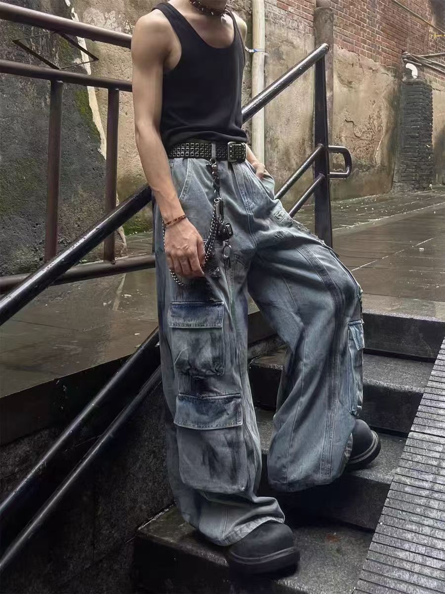Japanese Brand × Jean baggy hand-painted patchwork vandalized vintage jeans Size US 32 / EU 48 - 5 Thumbnail