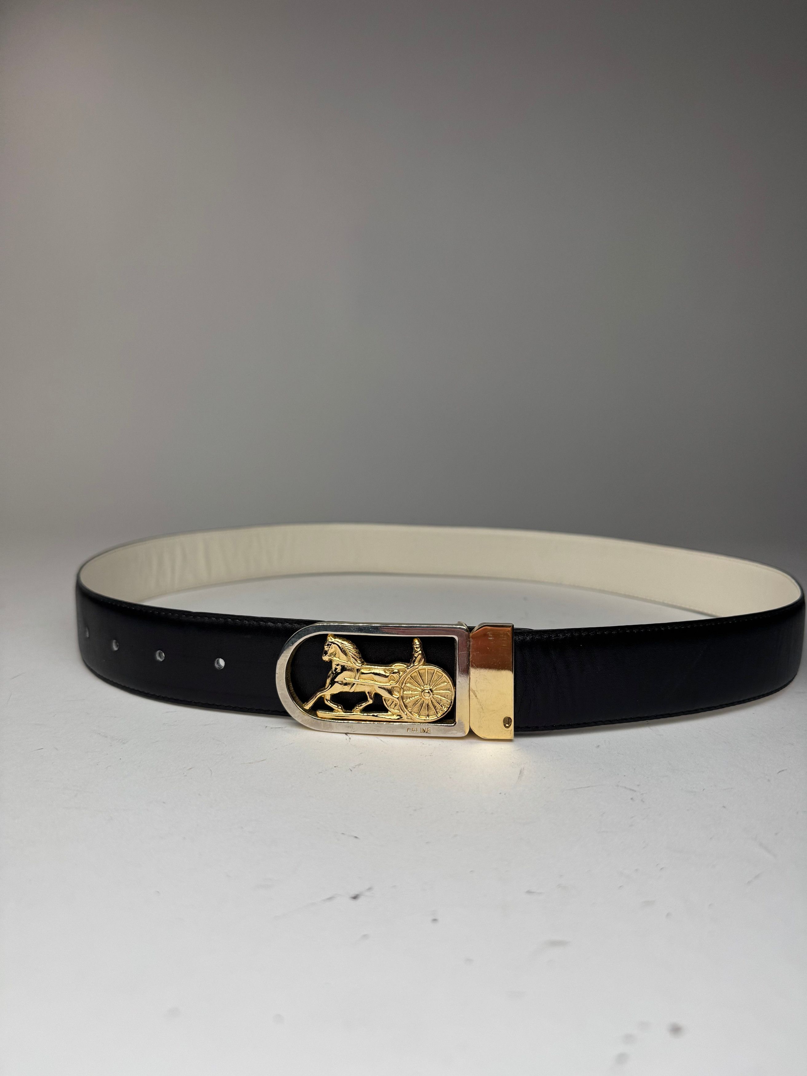 Celine Vintage Leather Belt Black Size ONE SIZE - 1 Thumbnail