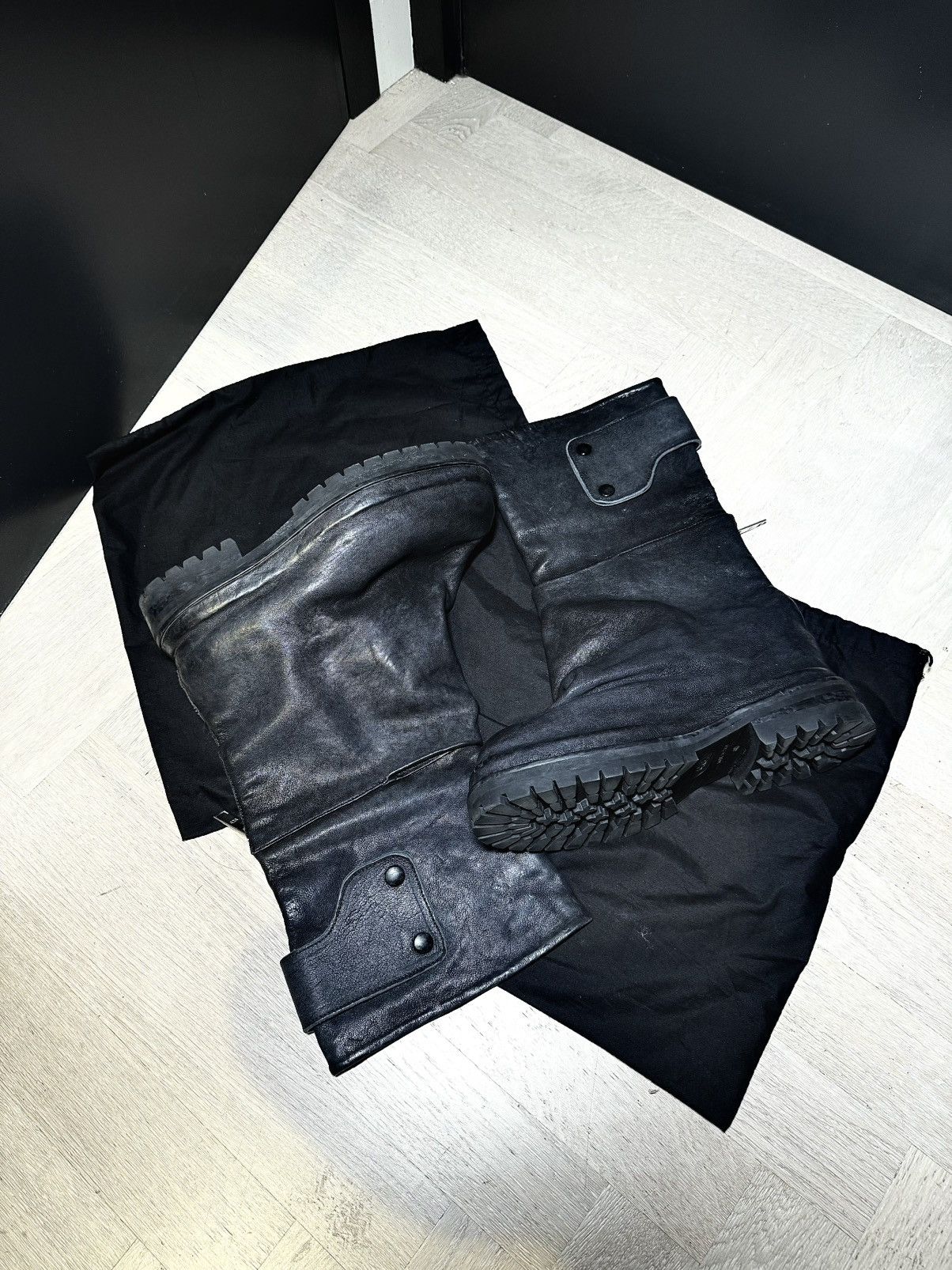 424 424 on Fairfax Overlay Black Leather Strap Boots 40 Size US 7 / EU 40 - 4 Thumbnail