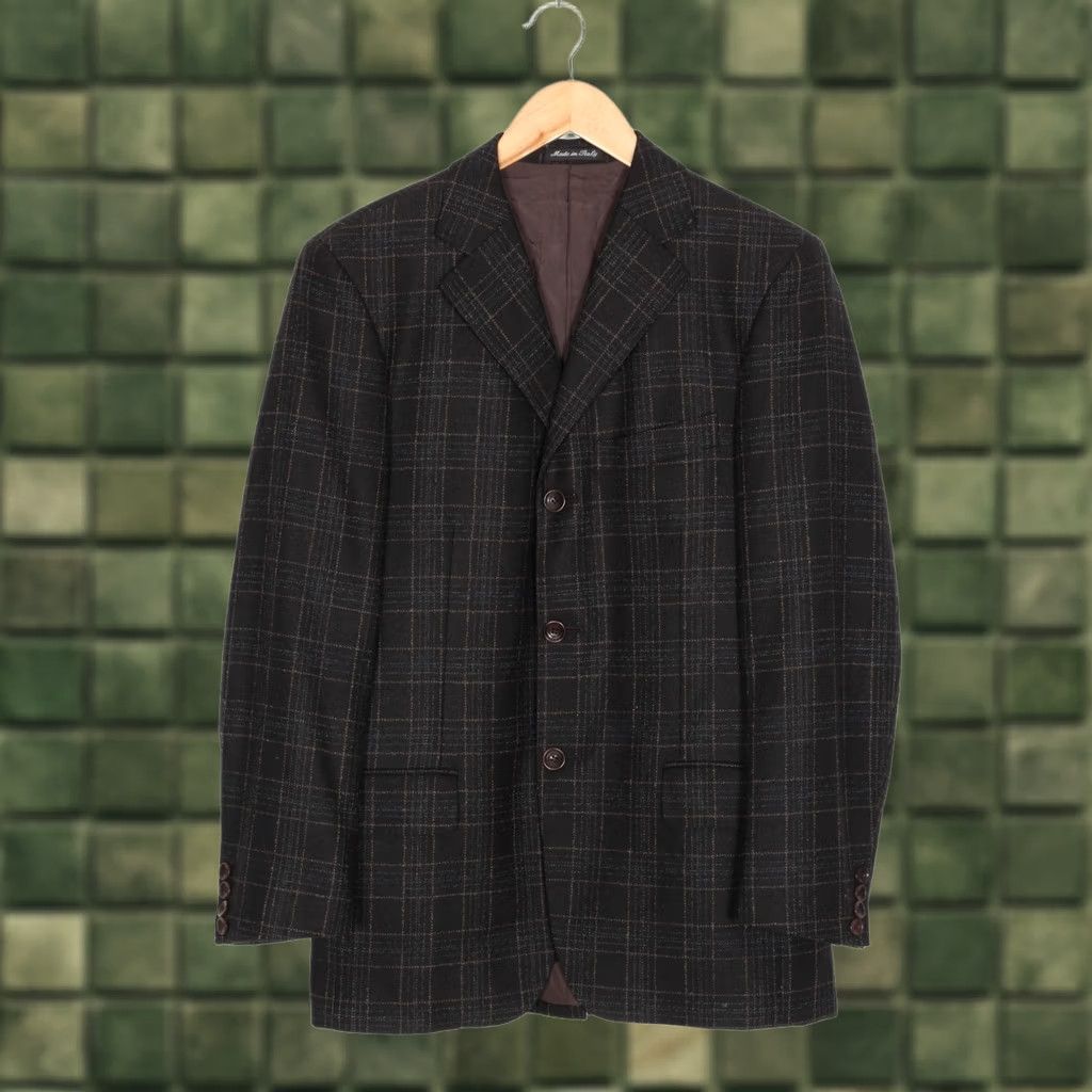 Pal Zileri VINTAGE Pal Zileri Blazer Jacket Men 46 Wool Check Brown MId-Length Formal Casual 4 Seasons Mens Size 46R - 1 Thumbnail