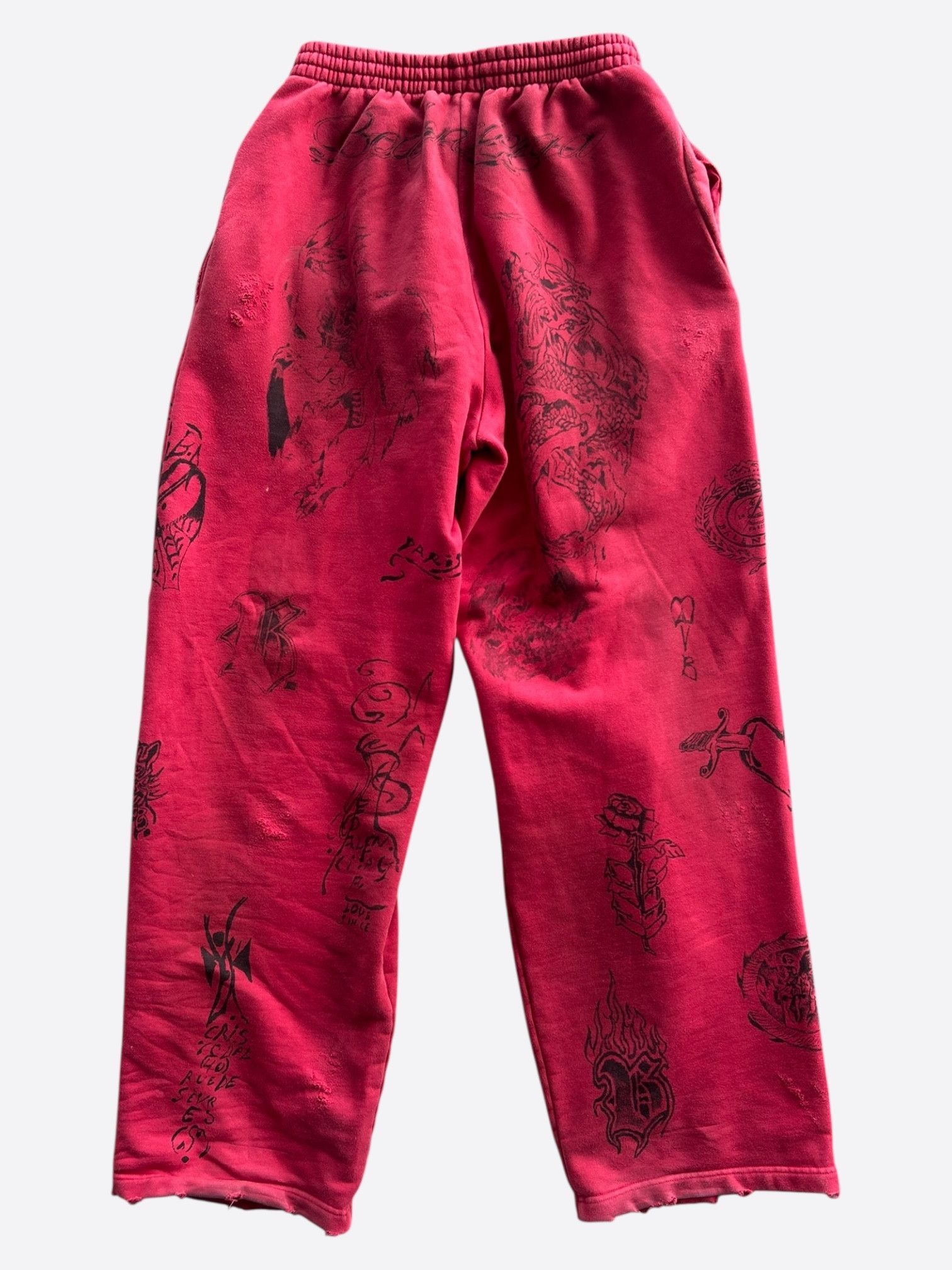 Balenciaga Balenciaga Red & Black Tattoo Print Oversized Sweatpants Size US 36 / EU 52 - 2 Thumbnail