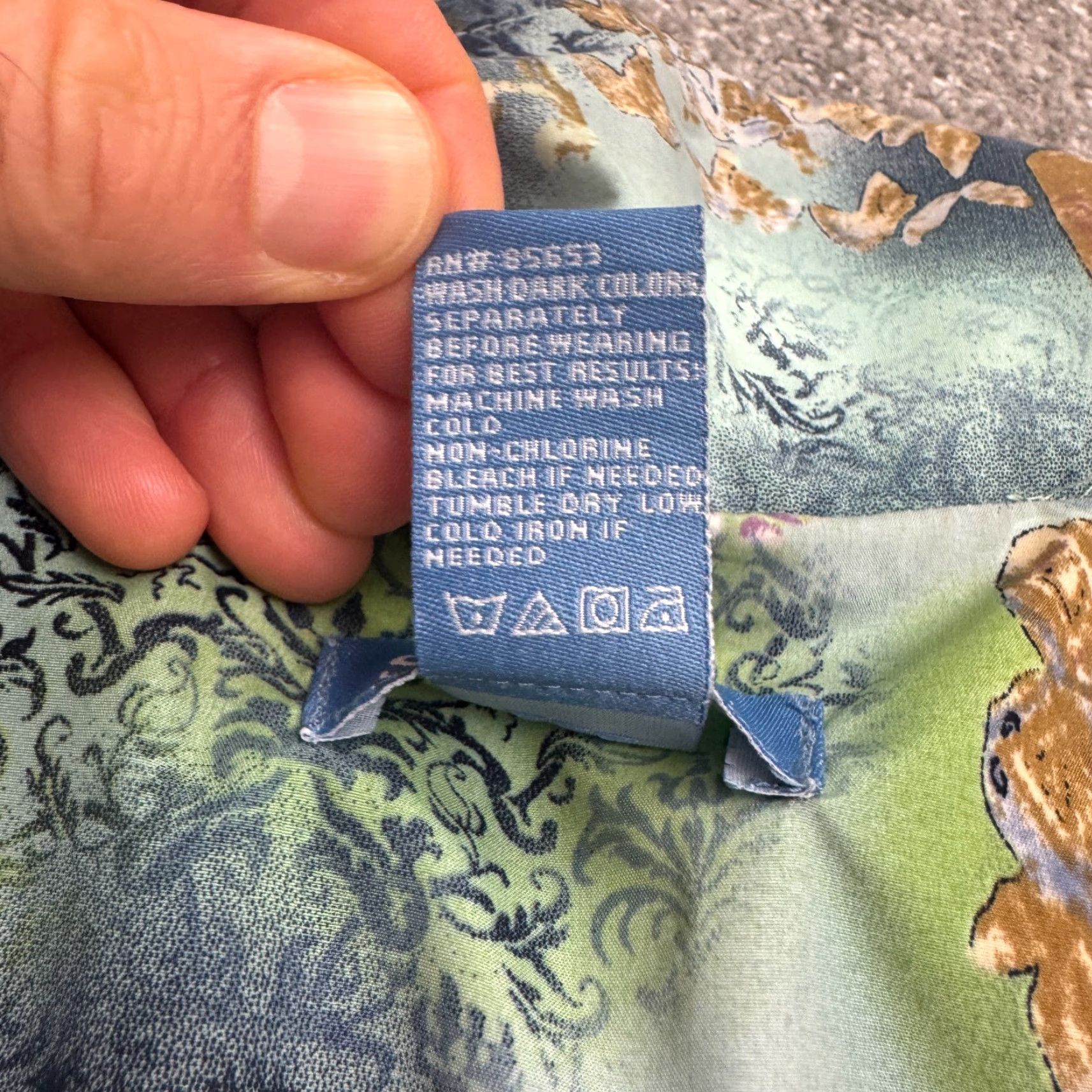 Vintage VINTAGE Koret Windbreaker Jacket Womens XL Green 90s Baroque Abstract All Seasons, Breathable, Zip, Regular Fit Size XL / US 12-14 / IT 48-50 - 7 Thumbnail