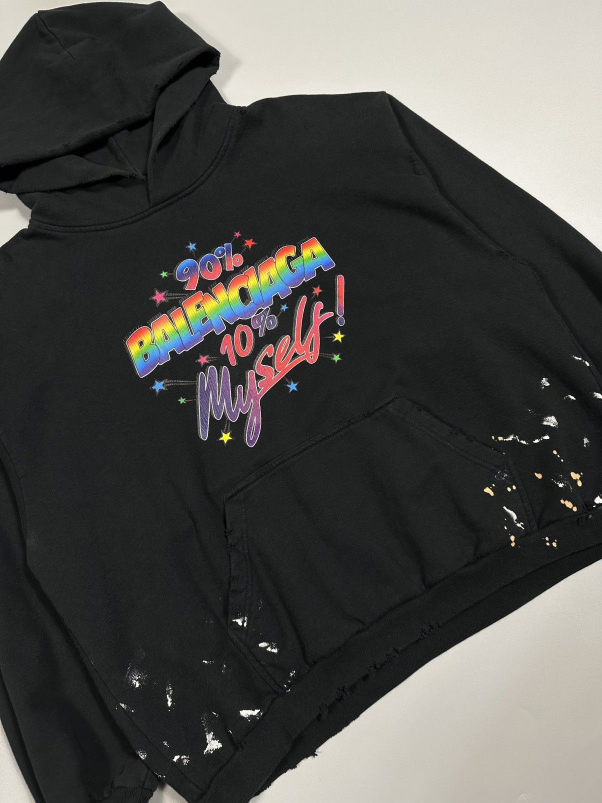 Balenciaga Balenciaga 90/10 Paint Splatter Distressed Hoodie Size US M / EU 48-50 / 2 - 3 Thumbnail