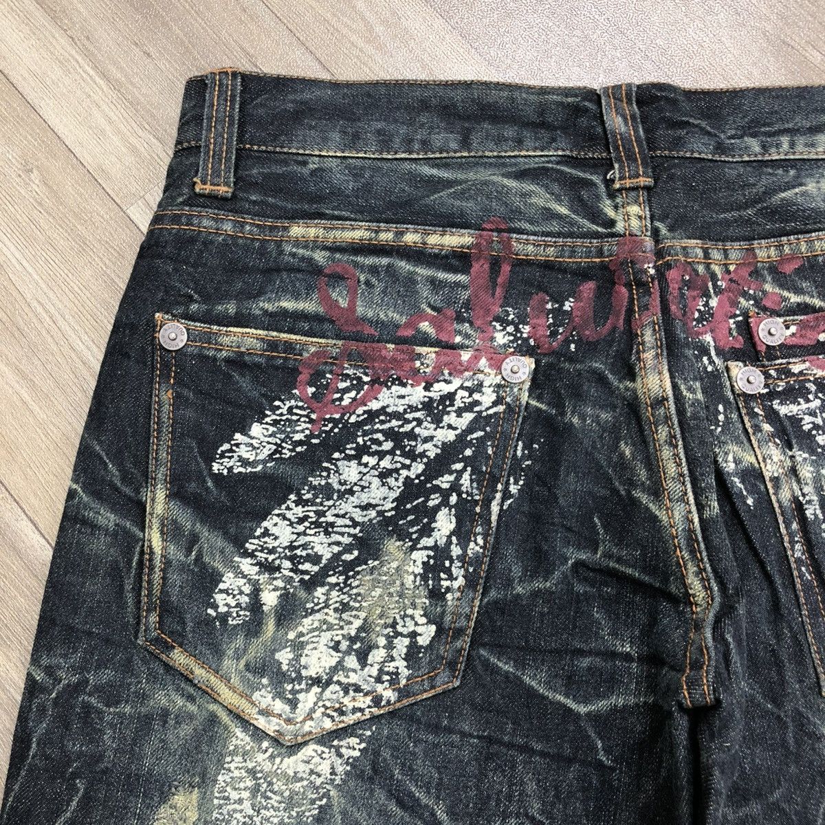 If Six Was Nine 2000s Nylaus Distressed Punk Bondage Bootcut Flared Jeans Size US 31 - 4 Thumbnail