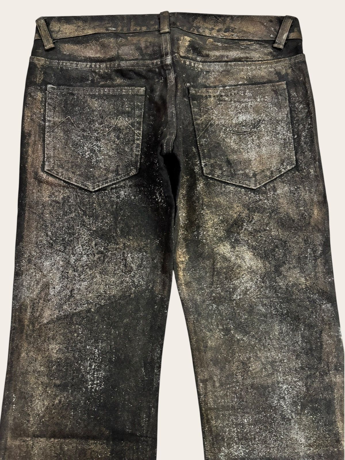 Tornado Mart Japan Denim Dior Waxed Jeans Inspired Gold Dust Flared Size US 33 - 7 Thumbnail