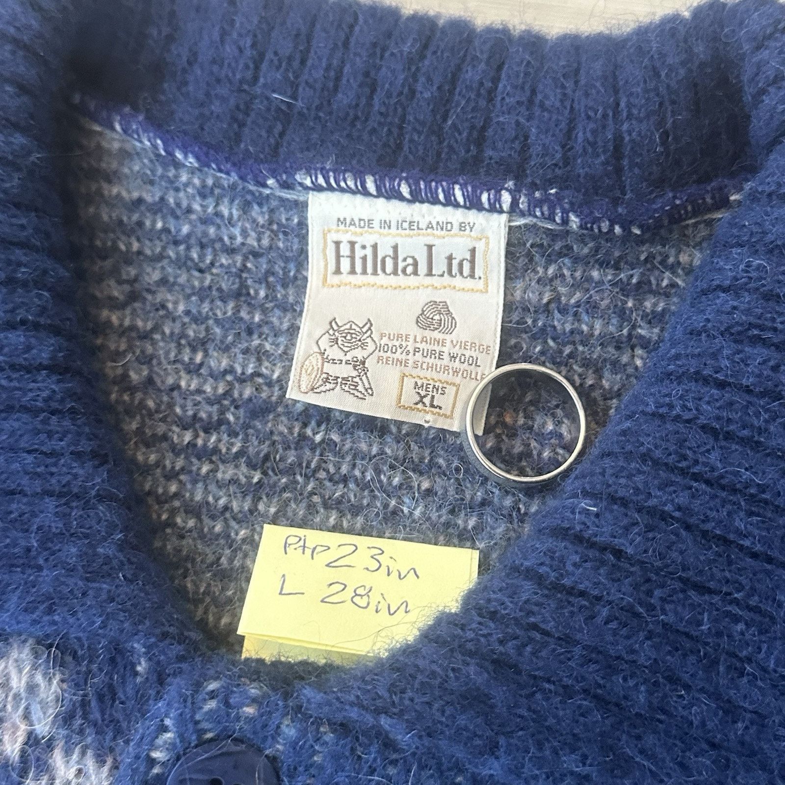 Vintage VTG Hilda Ltd Mens Sweater Wool Iceland Size XL Blue Fair Size US L / EU 52-54 / 3 - 4 Thumbnail
