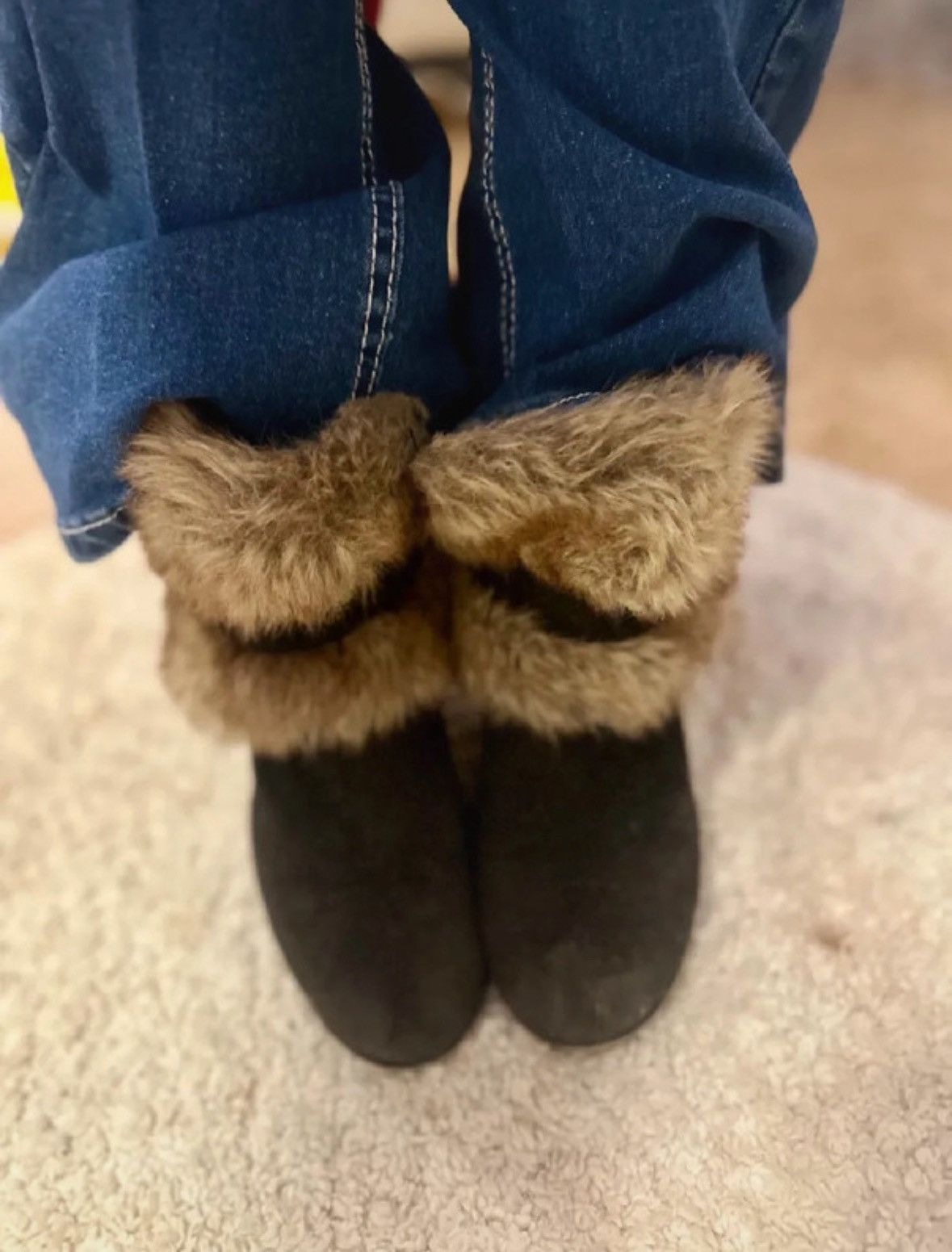 Other Vintage Faux Fur Buckle Wedge Boots Size US 5 / IT 35 - 1 Thumbnail