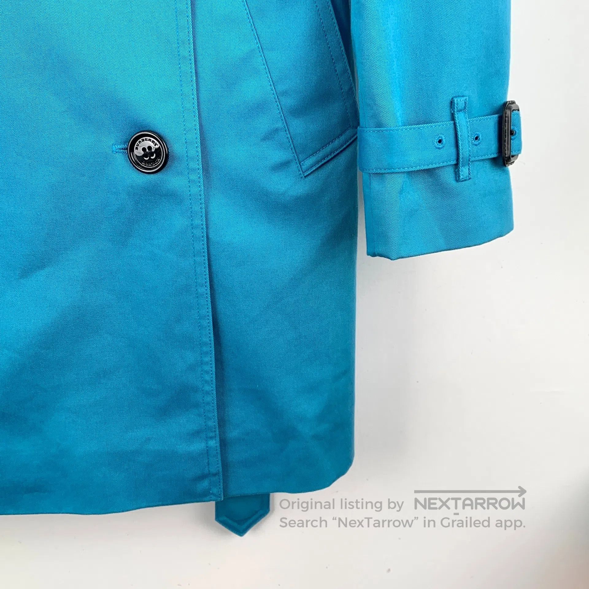 Burberry Burberry Blue cotton collar double-breasted long sleeve be Size S / US 4 / IT 40 - 4 Thumbnail