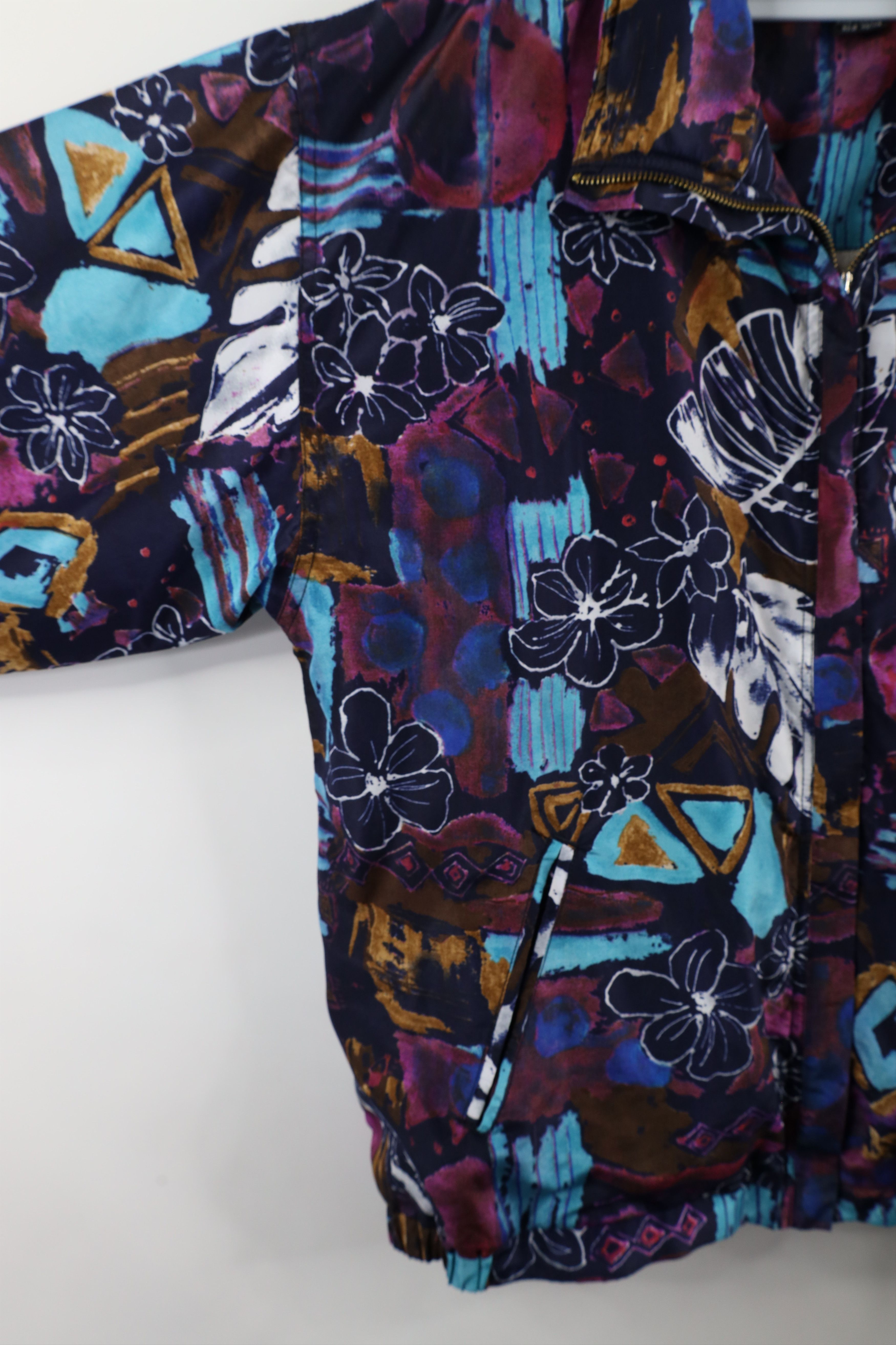 Vintage Vintage 90s Streetwear Flower Lined Windbreaker Jacket Size XL / US 12-14 / IT 48-50 - 5 Thumbnail