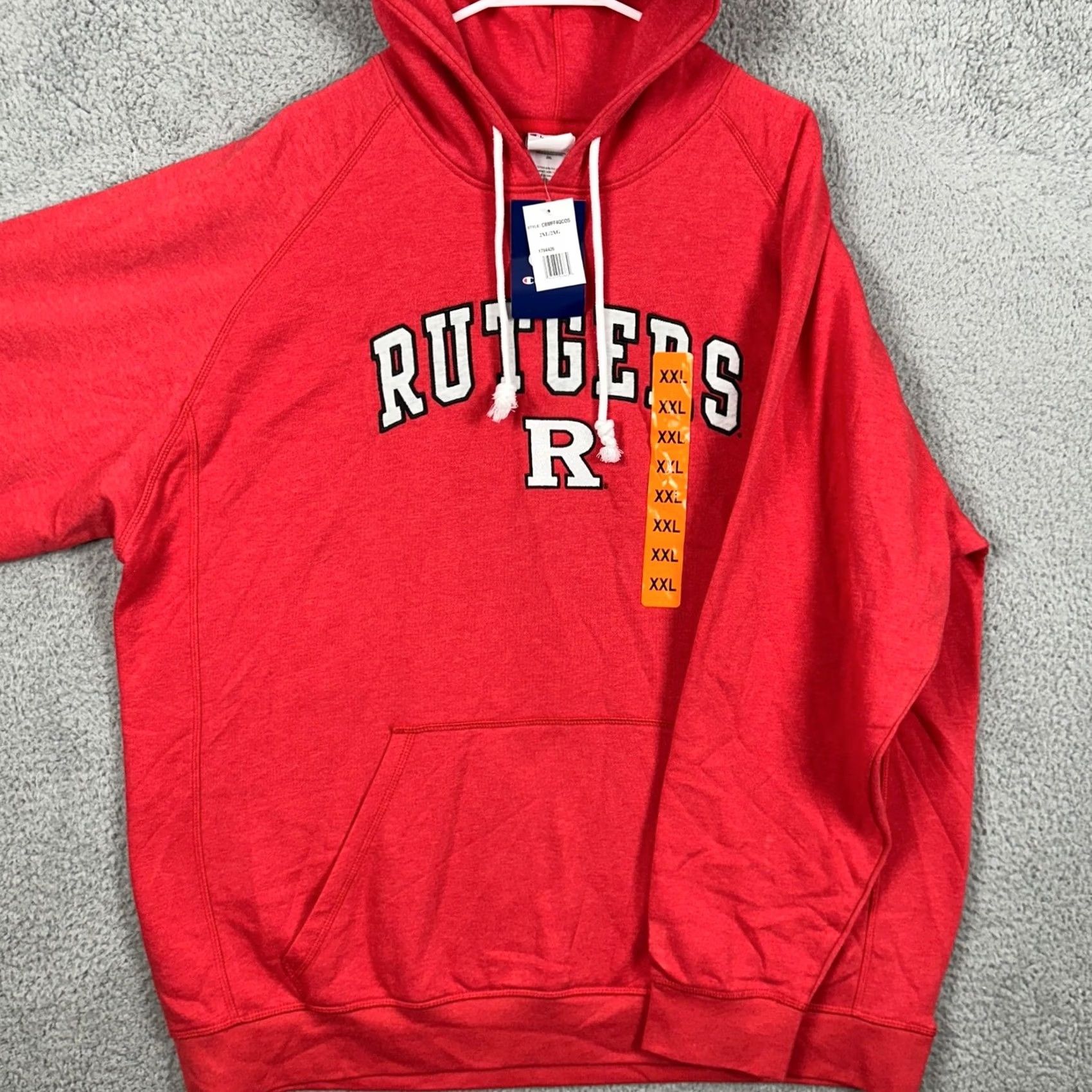 Champion Rutgers Scarlet Knights Mens 2XL Hoodie Sweatshirt Red Drawstring Champion NEW Size US XXL / EU 58 / 5 - 2 Thumbnail