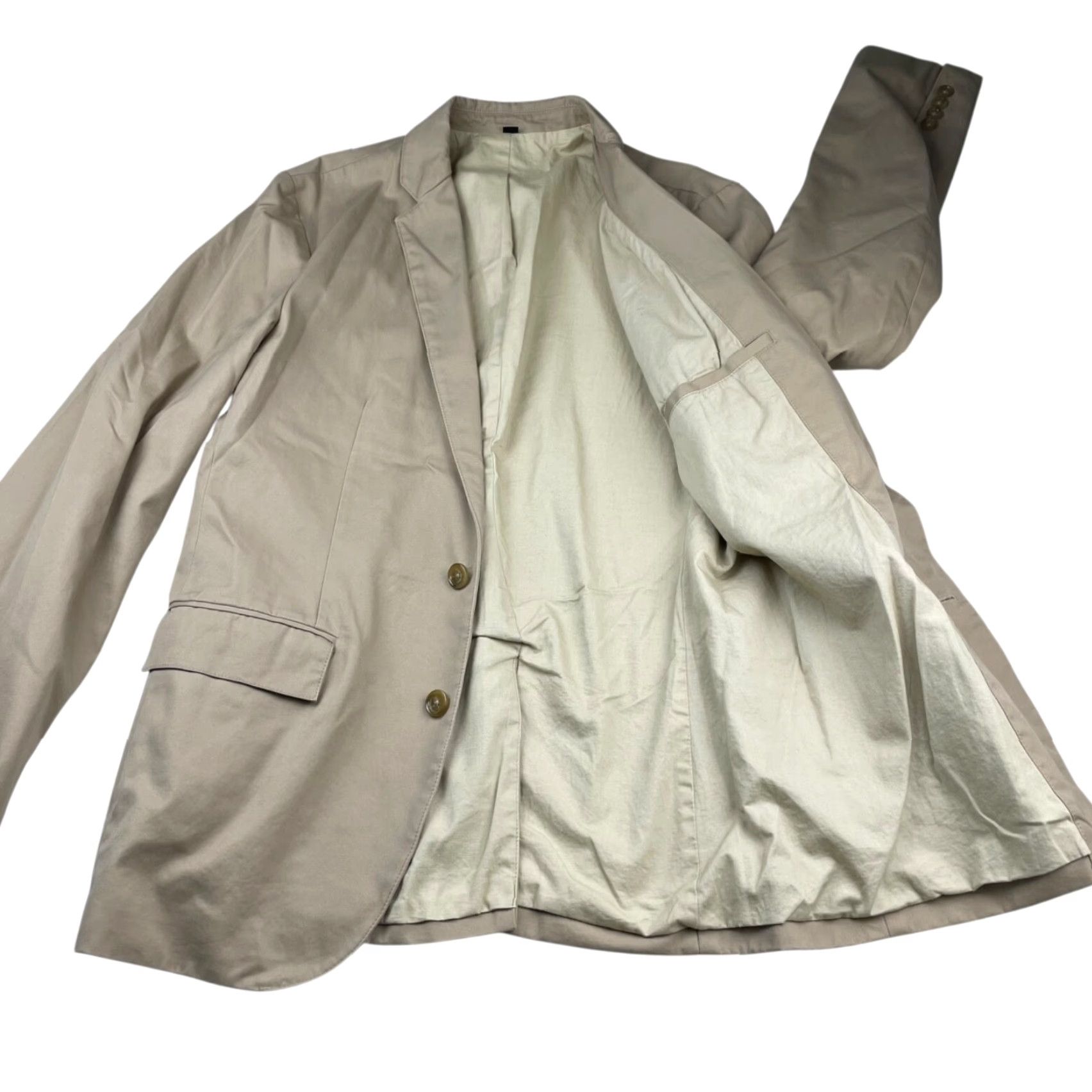 J.CREW Blazer Men Medium Beige 100% Cotton 2-Button Chino Khaki Mens