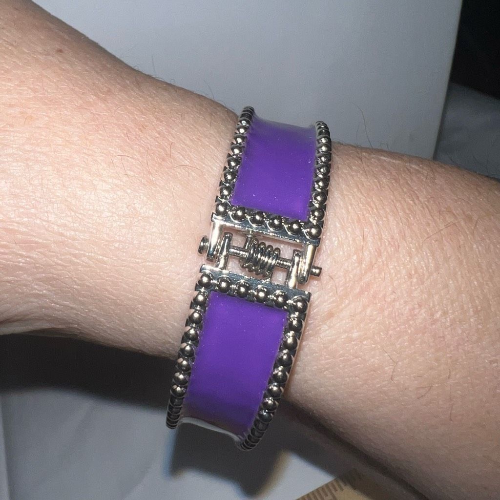 Vintage Vintage Purple Enameled Hinged Cuff Bracelet Size ONE SIZE - 4 Thumbnail