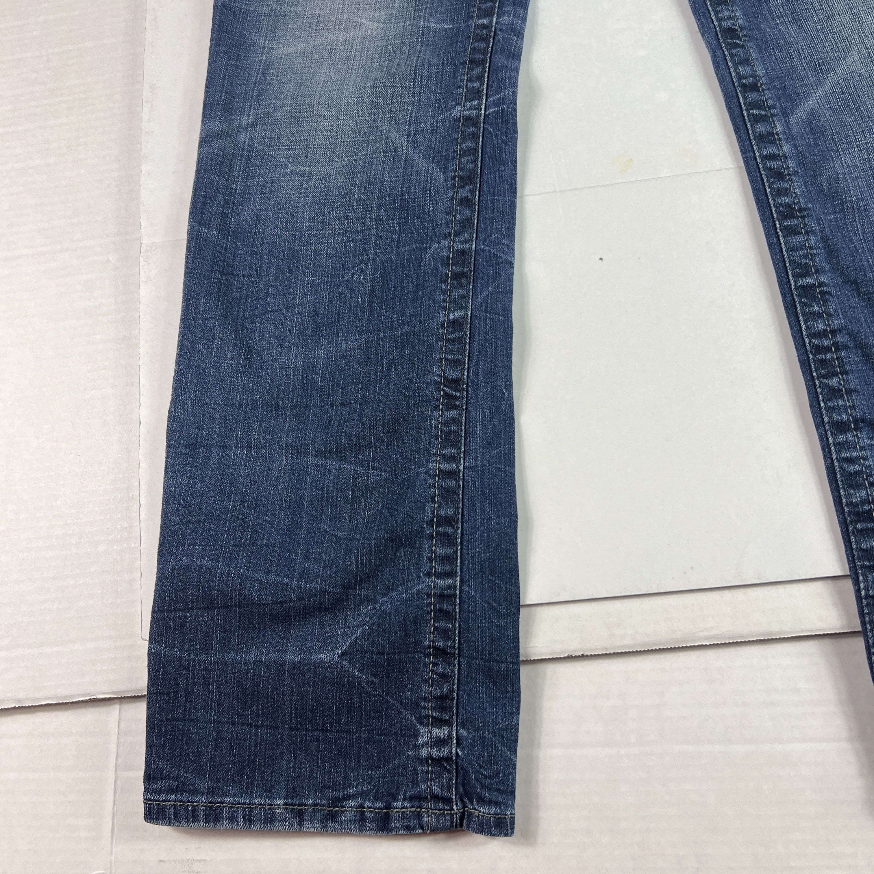 BKE BKE Jeans Long Derek Straight Leg Blue Faded Stretch Denim Size US 35 - 6 Thumbnail