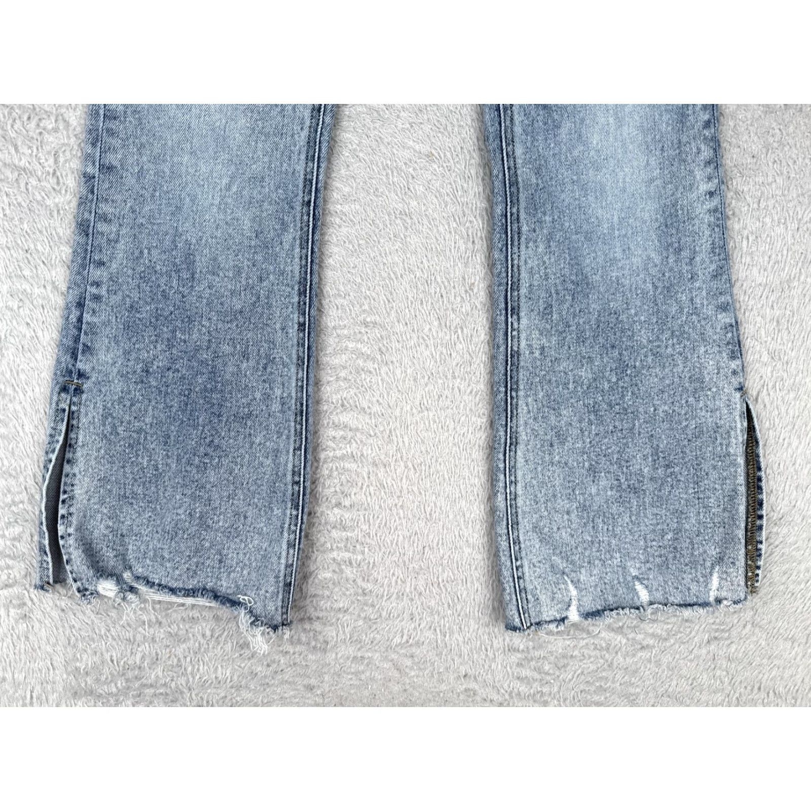 Vintage Flying Monkey Jeans Womens 24 Light Wash High Rise Button Fly Distressed Flare Jeans Size 42" / US 20 - 2 Thumbnail