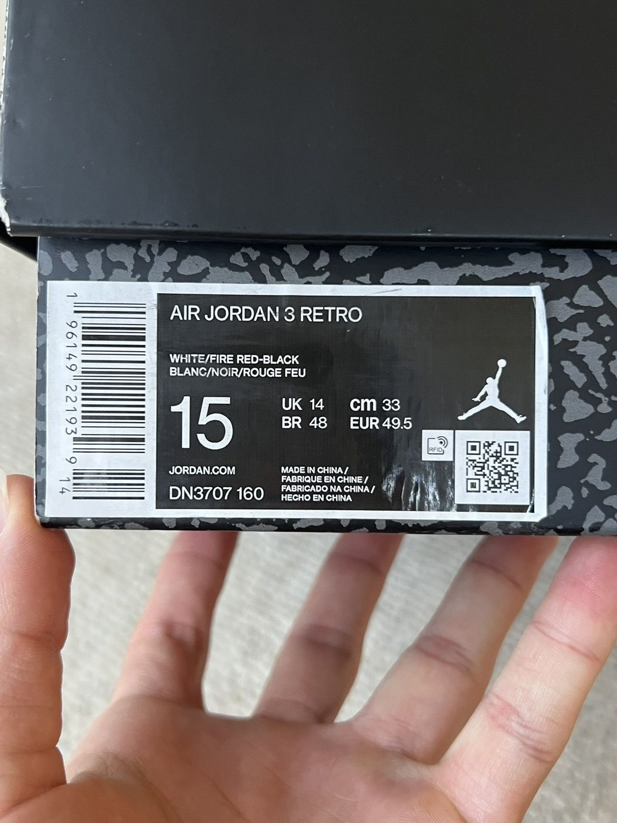 Nike Air Jordan 3 Retro OG Fire Red 2022 White Size US 15 / EU 48 - 2 Thumbnail