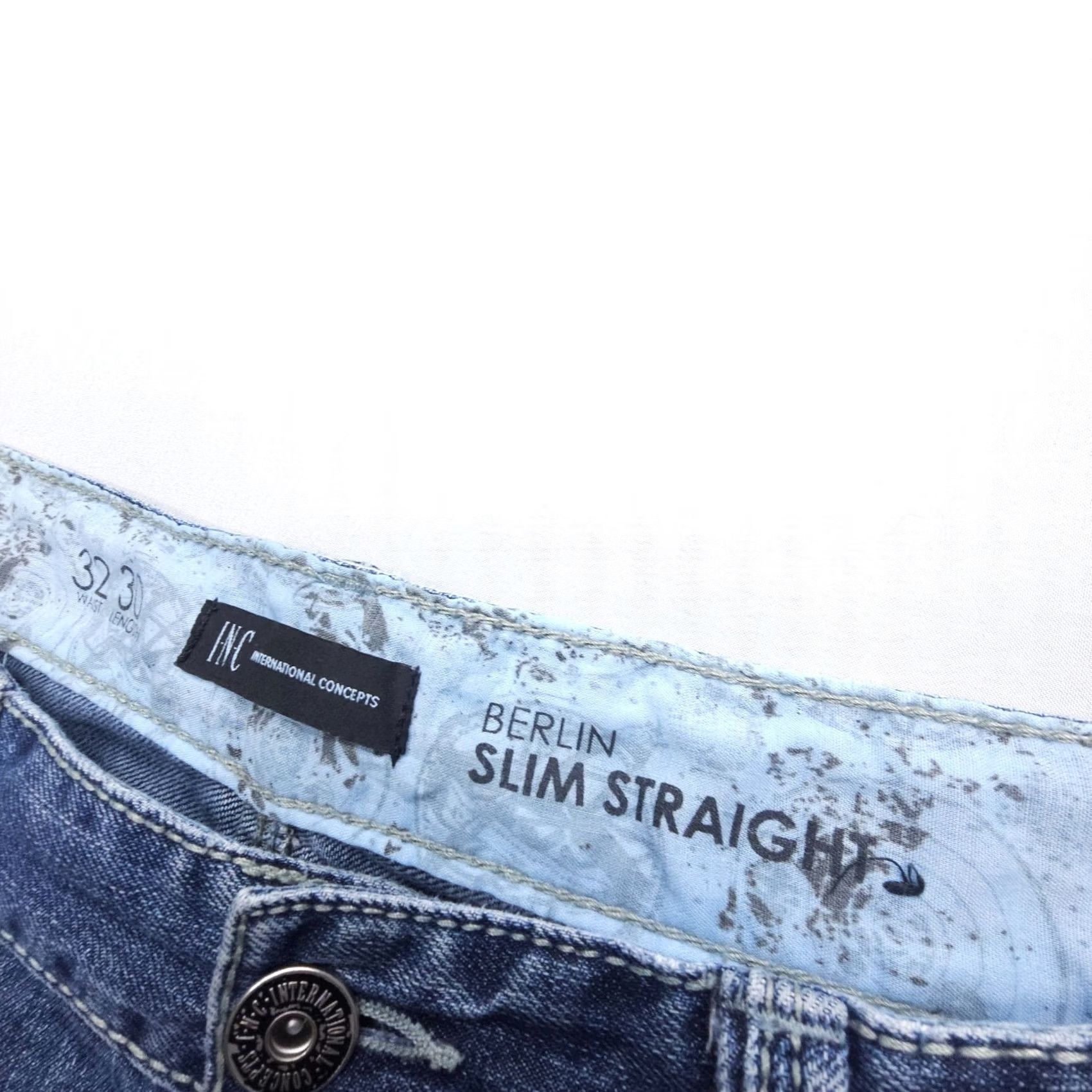 Vintage INC International Concepts Berlin Slim Straight Jeans Mens 32 x 30 Dark Wash Blue Denim 5-Pocket Logo Size US 32 / EU 48 - 4 Thumbnail