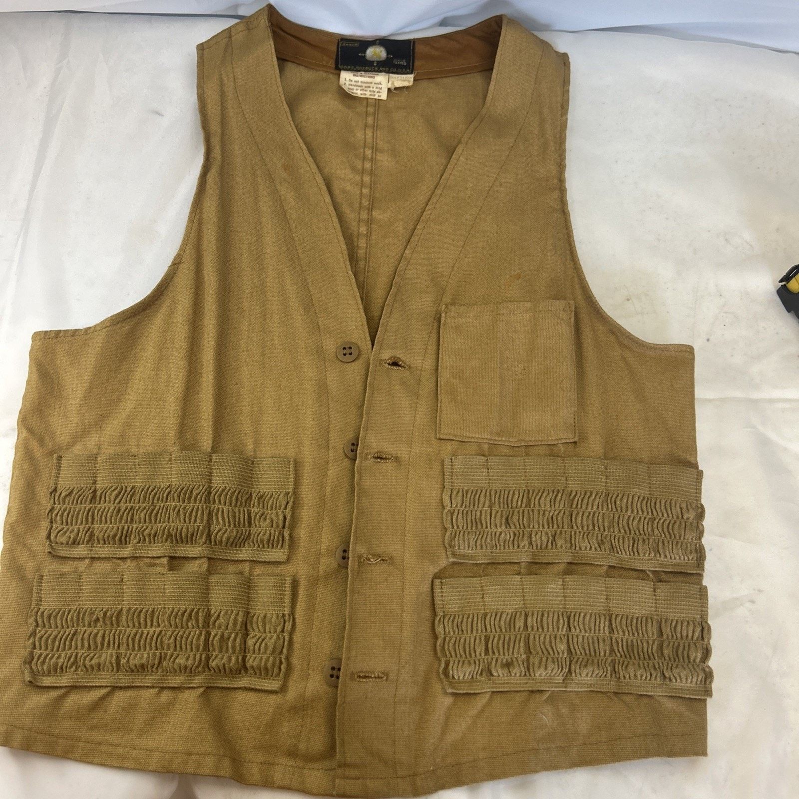 Sears Vintage Bullet Vest Sears Roebuck Co Hunting Brown No Holes Size ONE SIZE - 1 Thumbnail