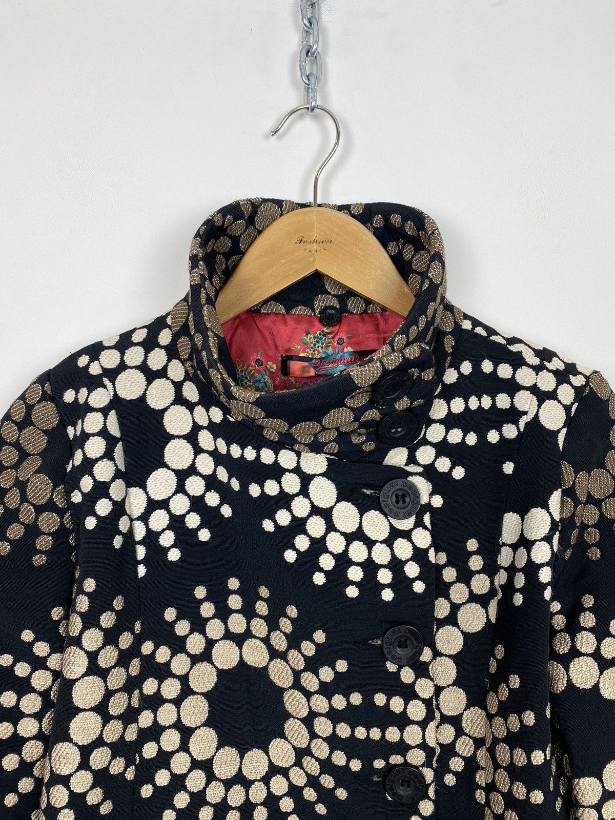 Designer Vintage Desigual Geometric Pattern Mid Coat 90 Floral Jacket Size XS / US 0-2 / IT 36-38 - 2 Thumbnail