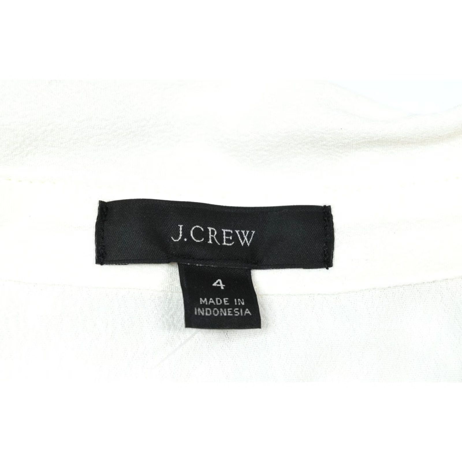J.Crew VINTAGE J.CREW Drapey Crepe Wrap Top Ivory Long Sleeve V-Neck Slim Fit Viscose — 4 Womens Shirt Size S / US 4 / IT 40 - 6 Thumbnail