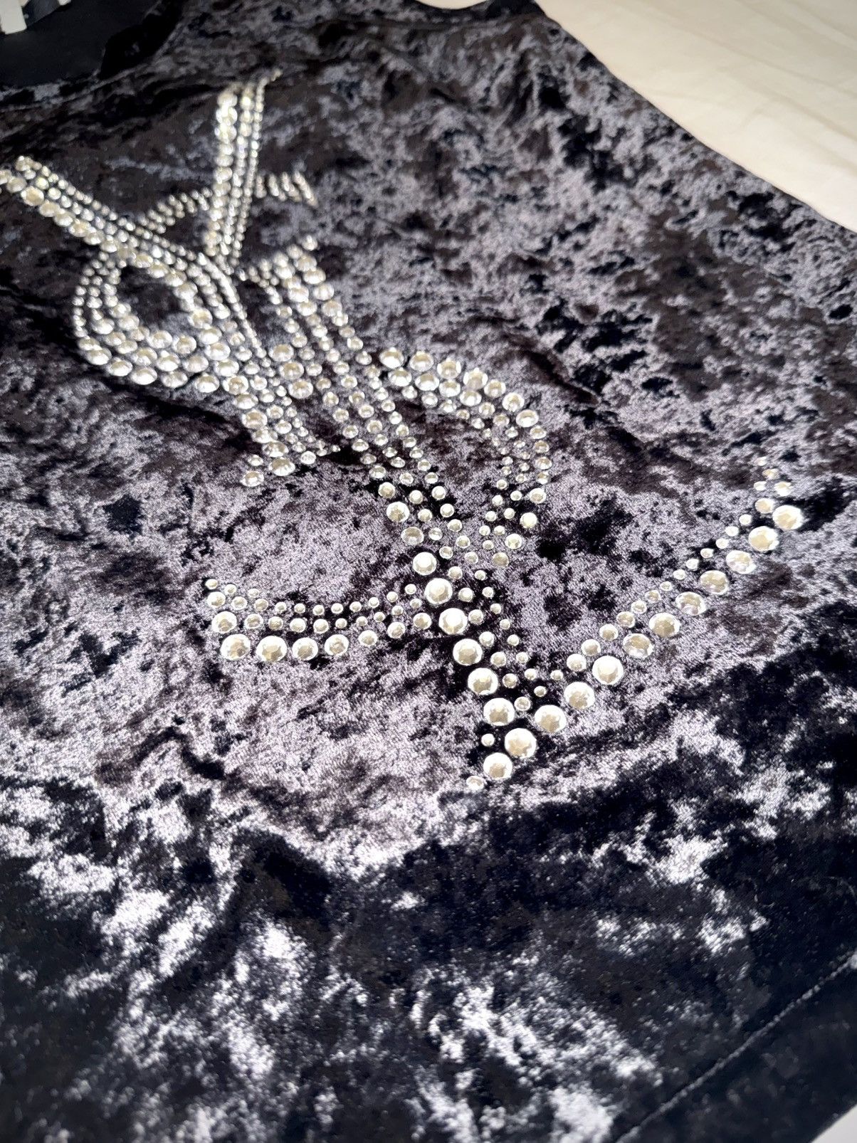 Yves Saint Laurent YSL Tom Ford era Rhinestone velvet tank tip Size M / US 6-8 / IT 42-44 - 3 Thumbnail