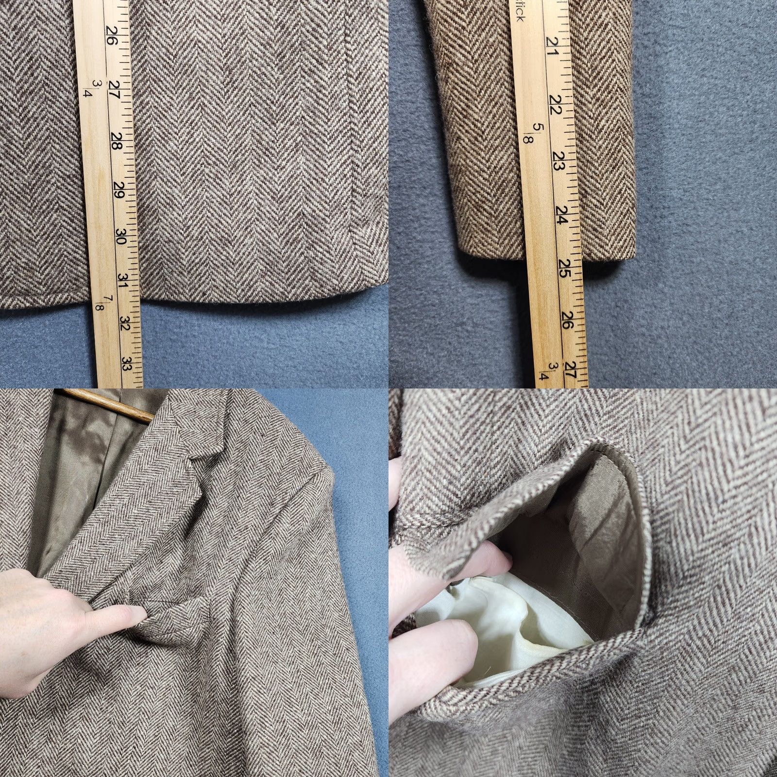 Vintage VINTAGE Reed St James Sport Coat Blazer Wool Brown Herringbone 42L Mens Wool Blazer Jacket Size 42R - 8 Thumbnail