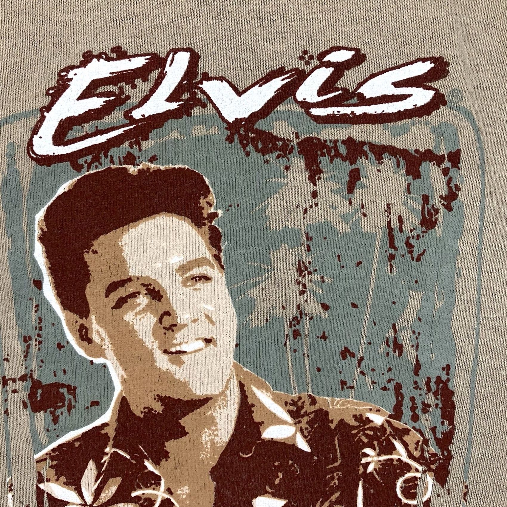 Vintage VINTAGE Elvis Presley Blue Hawaii T Shirt Mens Medium BOXY Fit Thick Cotton Logo Crew Neck Short Sleeve Beige 60s Hawaiian Retro The King Mens Size US M / EU 48-50 / 2 - 6 Thumbnail