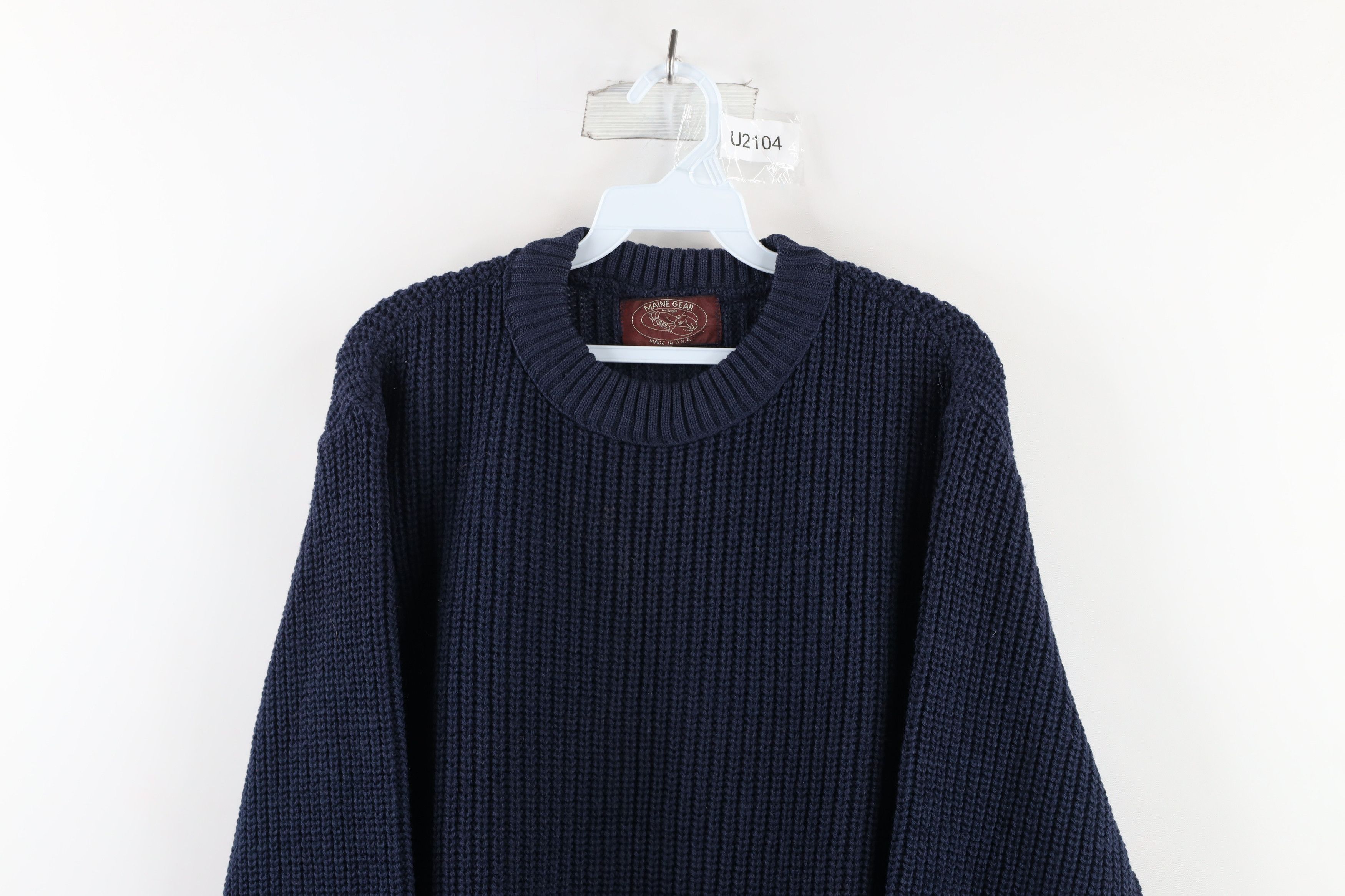 Vintage Vintage 90s Streetwear Ribbed Knit Crewneck Sweater Blue USA Size US L / EU 52-54 / 3 - 2 Thumbnail