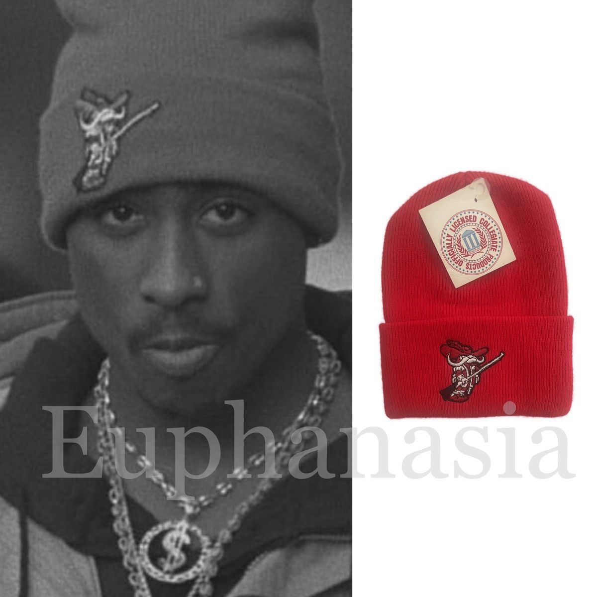 image of NCAA x Vintage Unlv Runnin Rebels Beanie Style Worn By 2Pac Vintage 90's in Red, Men's