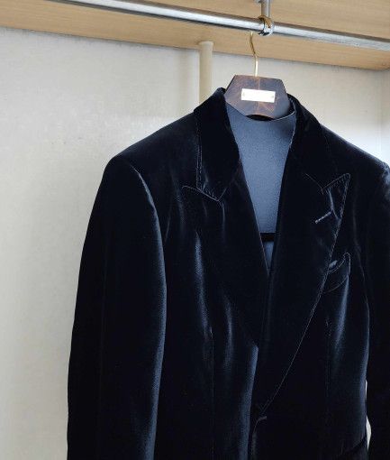 Tom Ford o1sm1stk0824 Viscose Liquid Fluid Velvet Blazer Jacket Black Size US M / EU 48-50 / 2 - 3 Thumbnail